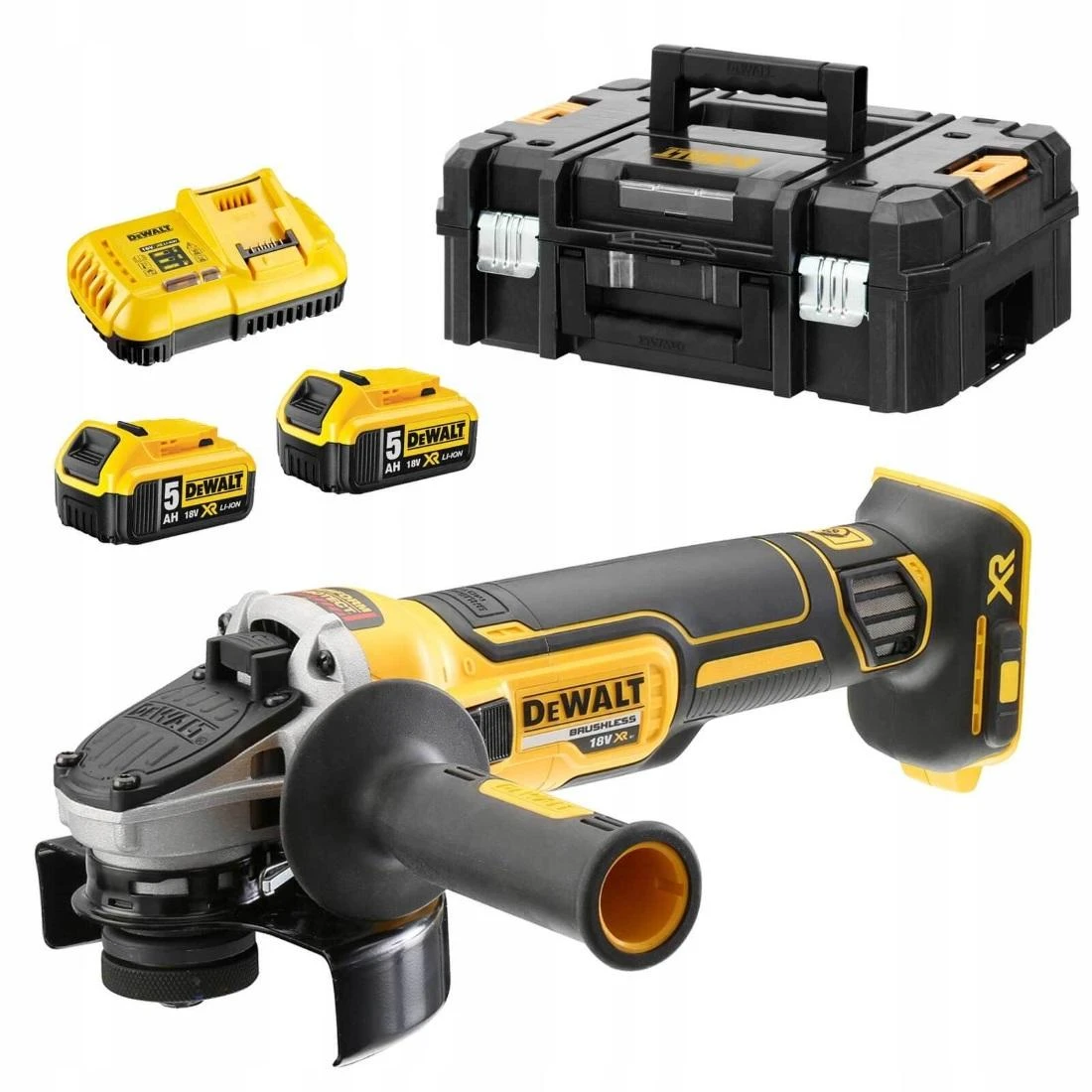 DeWalt akumuliatorinis kampinis šlifuoklis DCG405P2-QW, 18V, 2x5Ah
