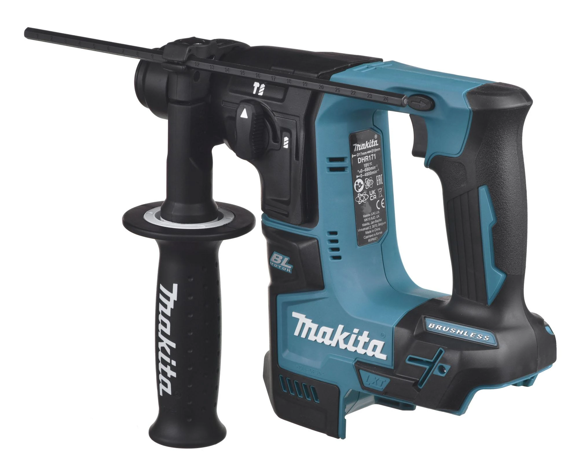 Makita DHR171Z Akumuliatorinis perforatorius, 18 V, SDS+, LED, Be akumuliatorių ir kroviklio!