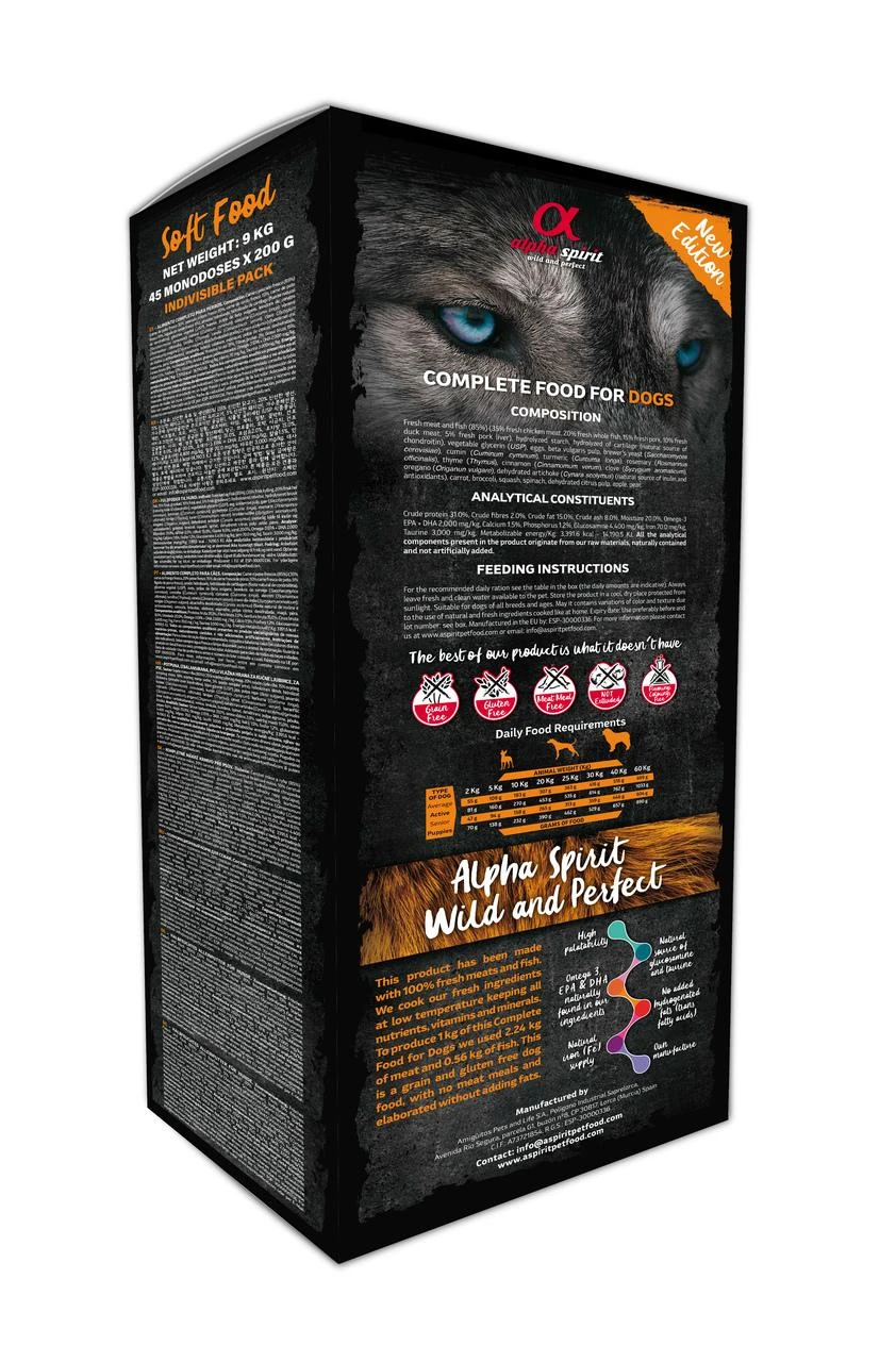 ALPHA SPIRIT MULTIPROTEIN drėgnas multi pašaras šunims 9kg