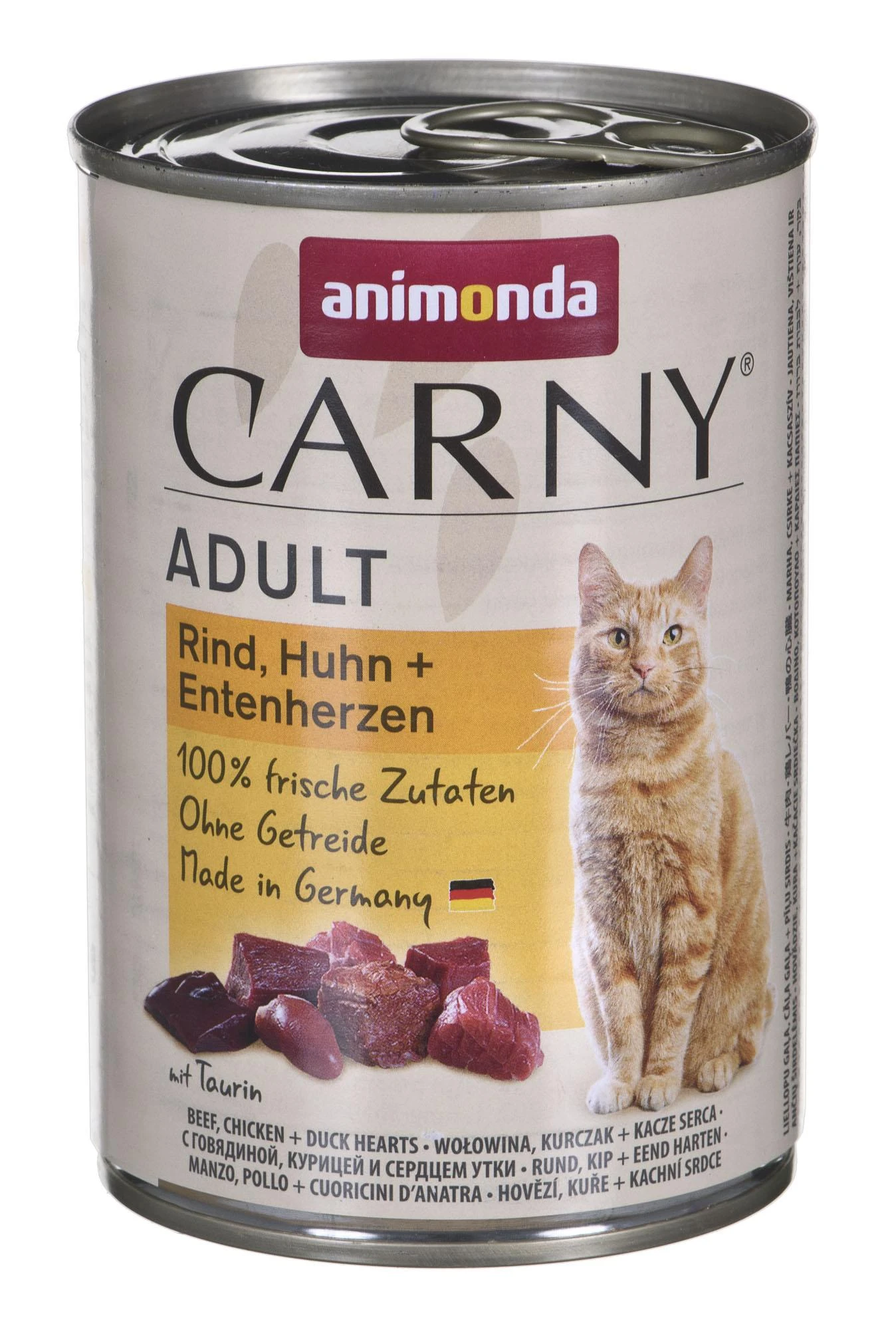 Animoda Drėgnas Kačių Maistas - Animonda Carny Jautiena, Vištiena ir Ančių Širdelės 400g