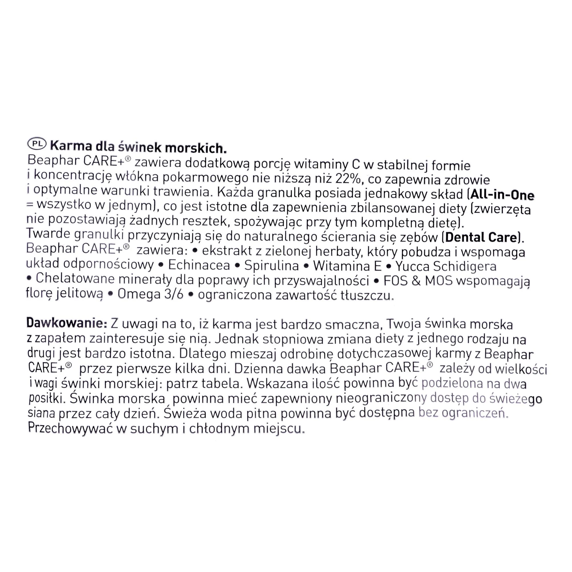 Beaphar CARE+ jūrų kiaulyčių pašaras 1,5kg