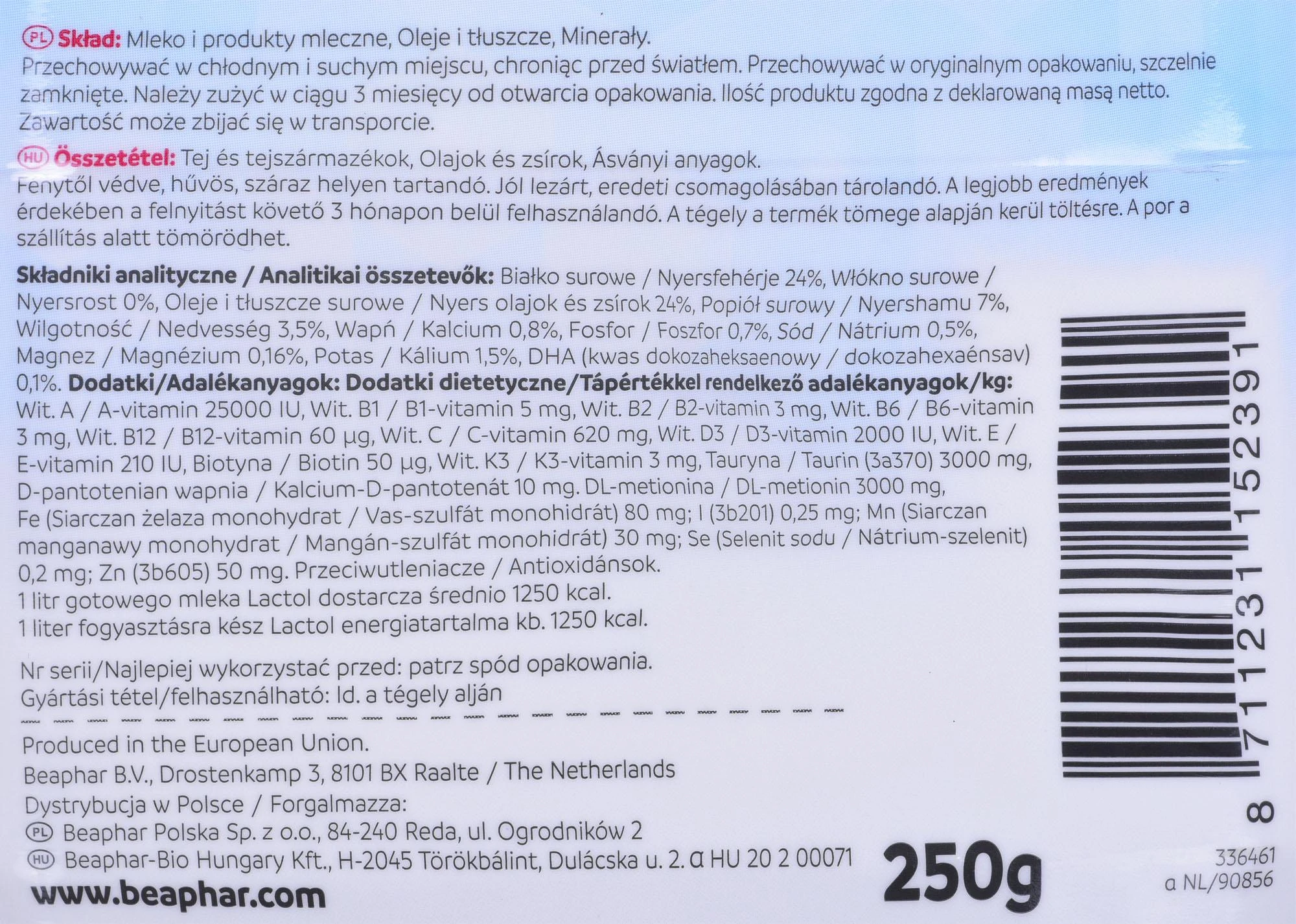 Gyvūnų Papidai - Beaphar Pieno Milteliai 250 g