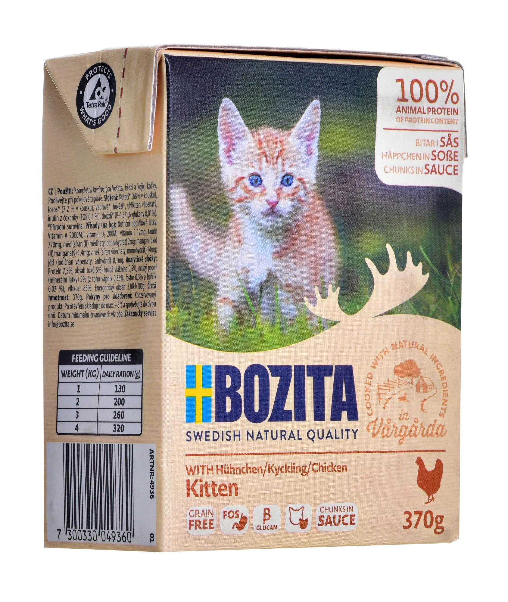 BOZITA Fresh Menu Kitten Gabaliai padaže - šlapias kačių maistas - 370g