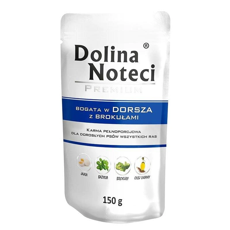 Dolina Noteci Premium turtingas menkės su brokoliais - šlapias šunų maistas - 150g