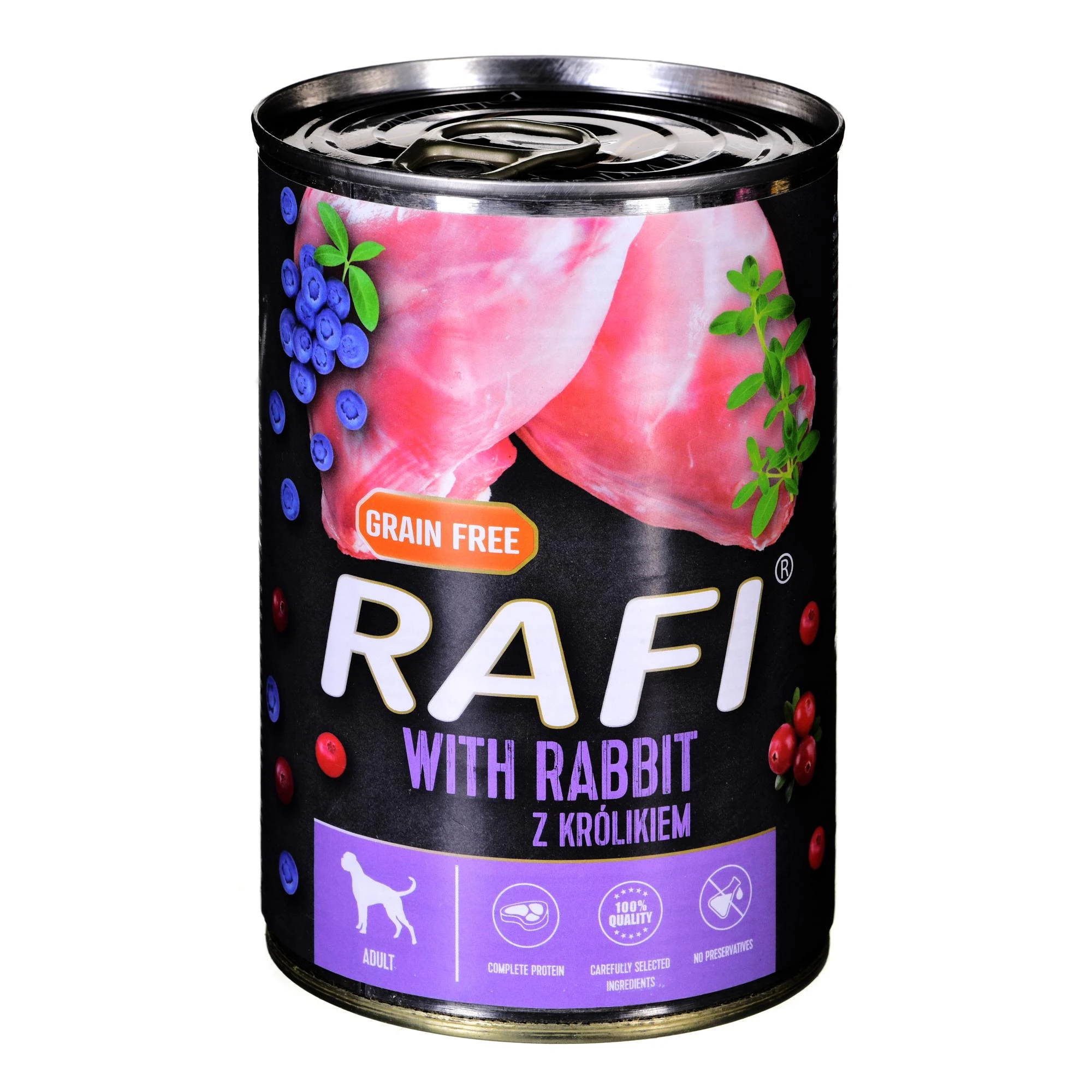 Drėgnas Šunų Maistas - Dolina Noteci Rafi 400g, Mėlynė, Spanguolė
