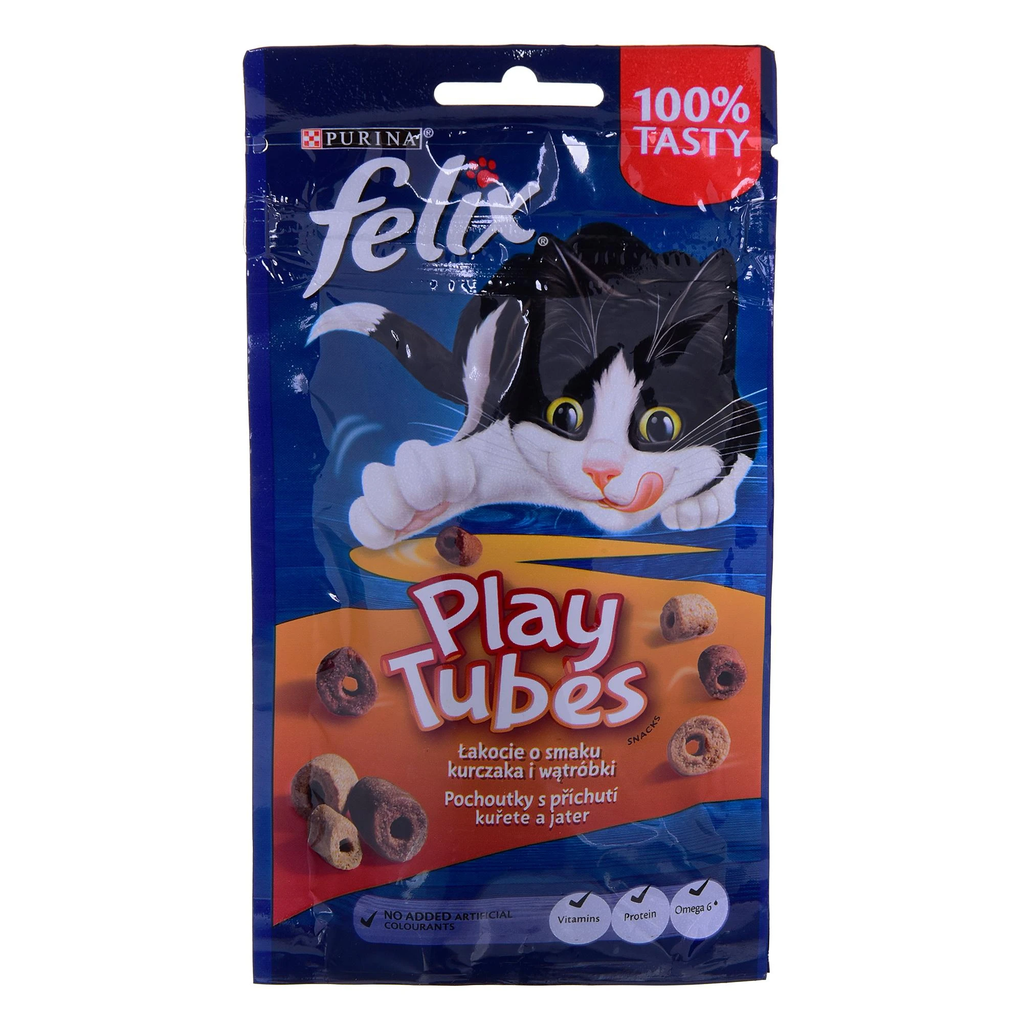 Purina Nestle FELIX Play Tubes vištiena, Liver – sausas kačių ėdalas – 50 g