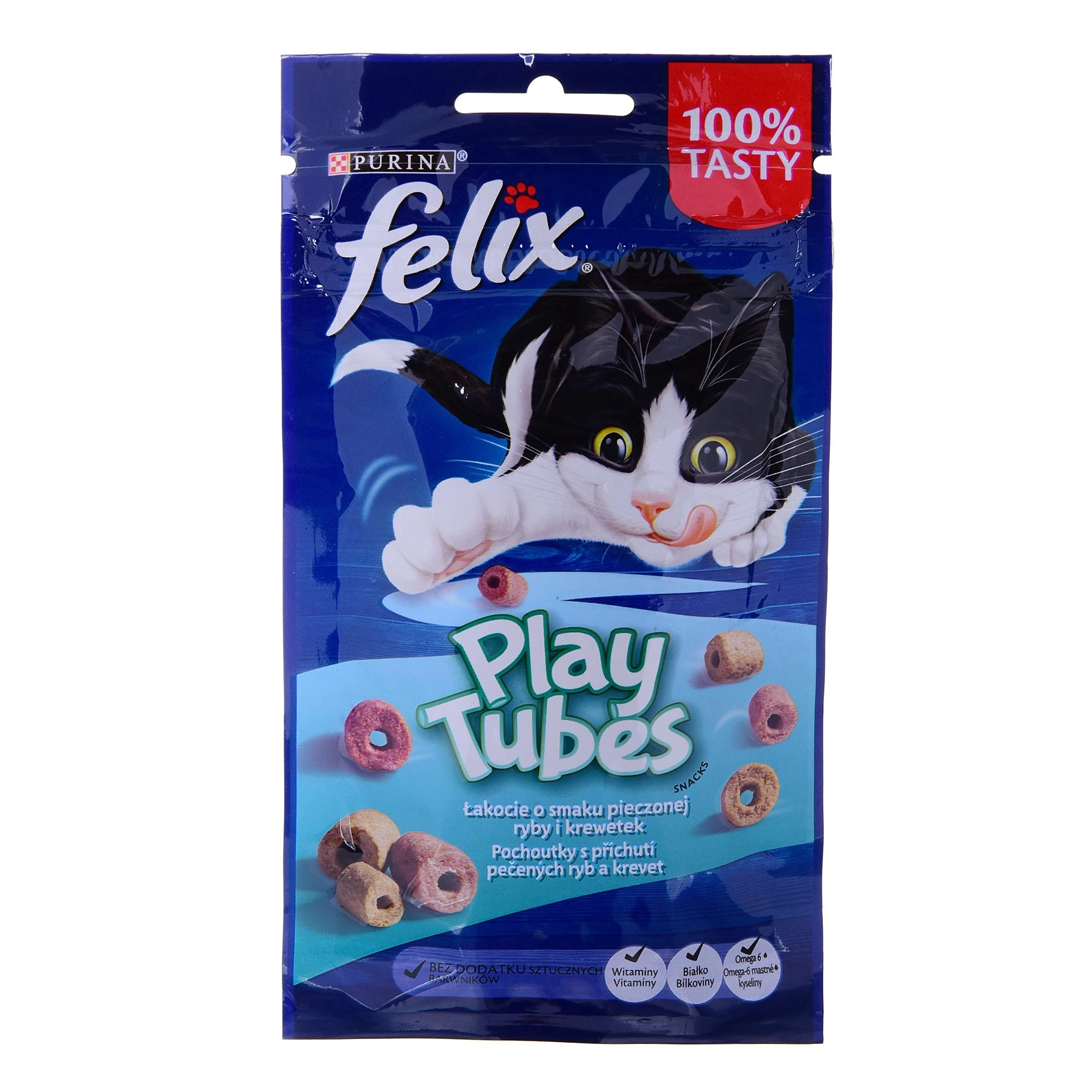Purina Nestle FELIX Play Tubes žuvis, Shrimps – sausas kačių ėdalas – 50 g