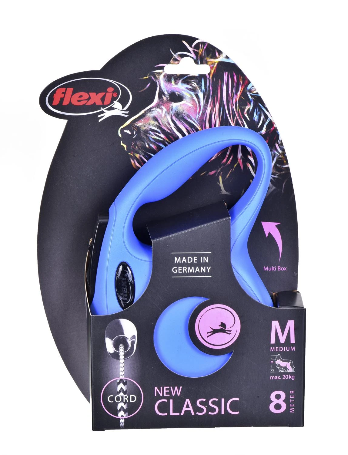Flexi automatinis pavadėlis New Classic M, mėlynas, 8 m
