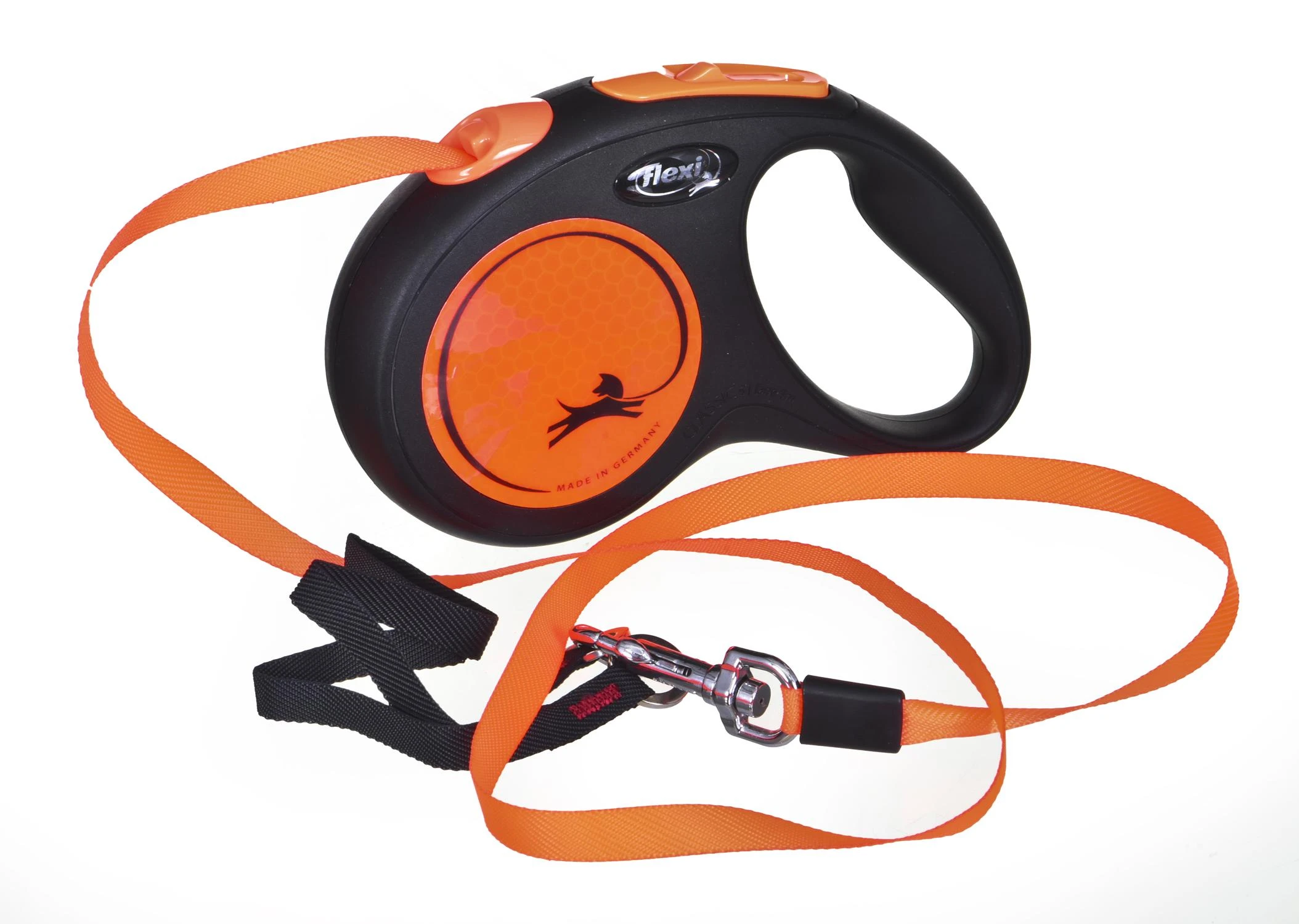 Flexi New Neon M pavadėlis šunims iki 25kg juostinis 5m oranžinės spalvos