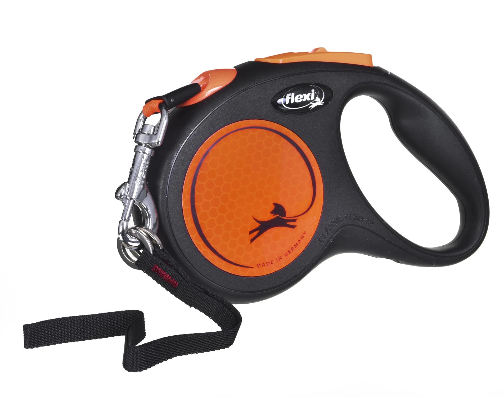 Flexi New Neon M pavadėlis šunims iki 25kg juostinis 5m oranžinės spalvos