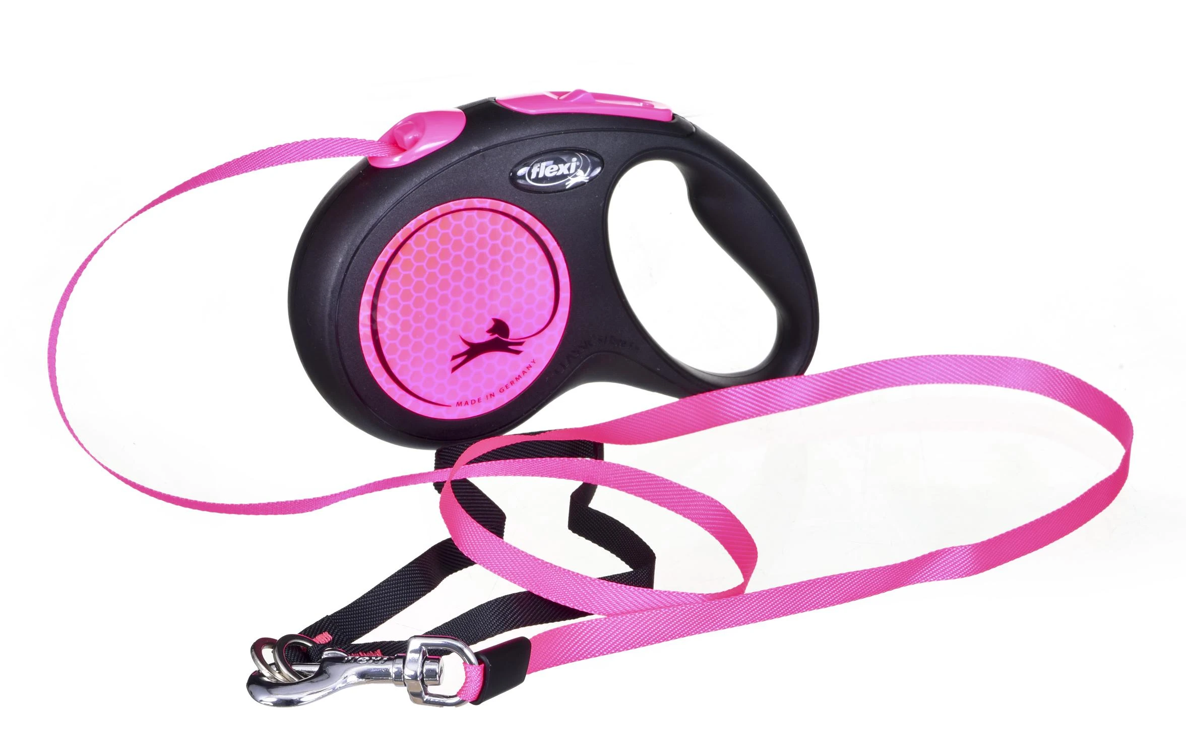 FLEXI New Neon Tape rožinis pavadėlis S-5m iki 15kg