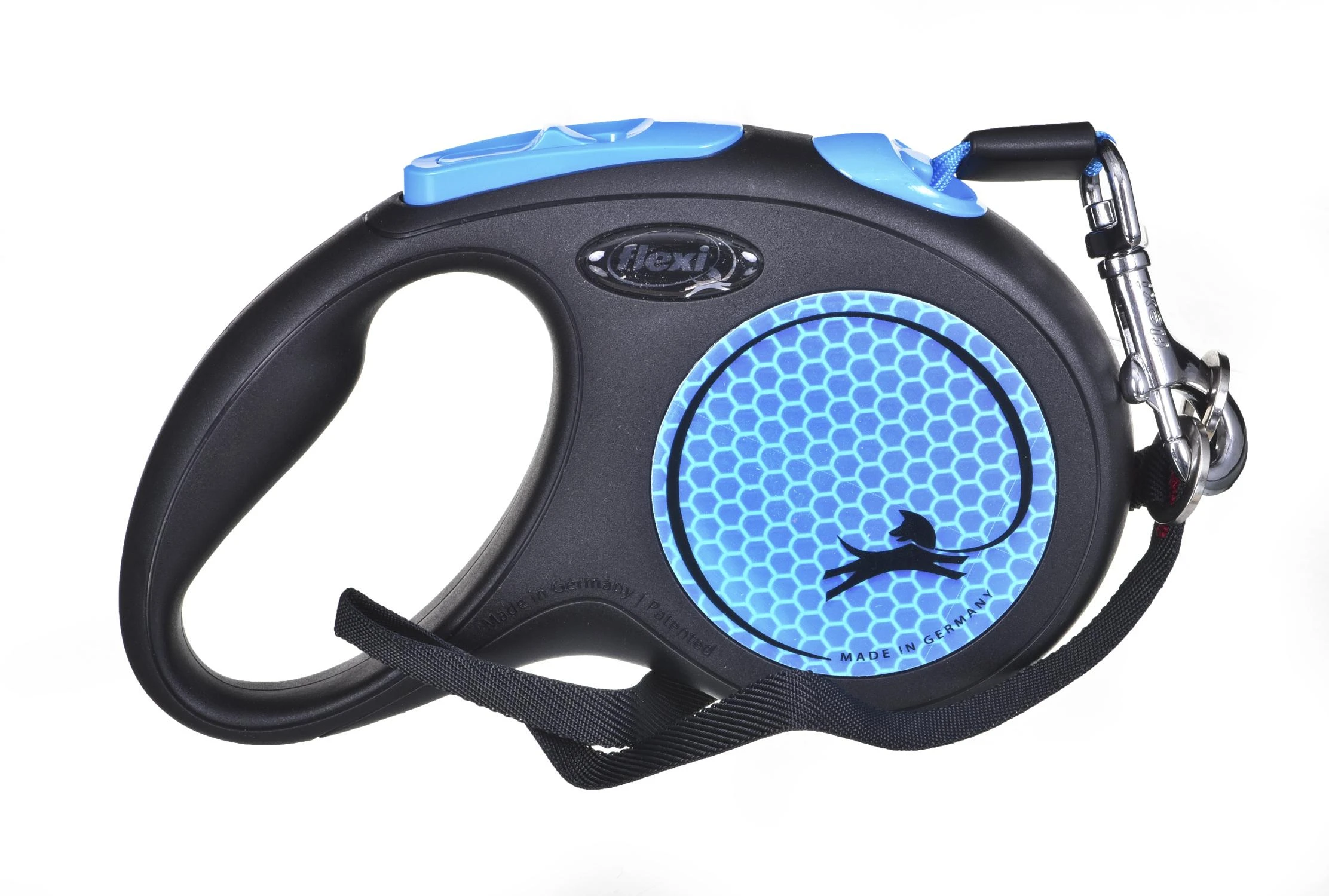 Flexi New Neon S pavadėlis šunims iki 15kg juostinis 5m mėlynos spalvos