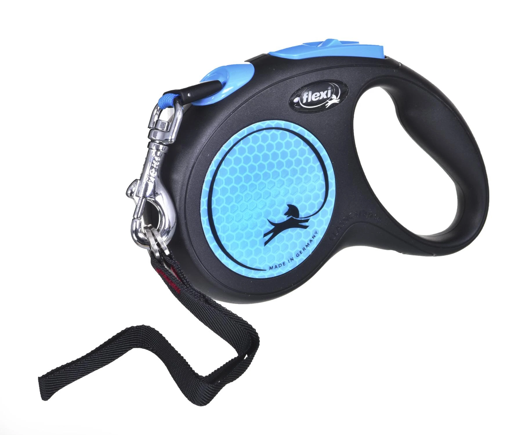 Flexi New Neon M pavadėlis šunims iki 25kg juostinis 5m mėlynos spalvos