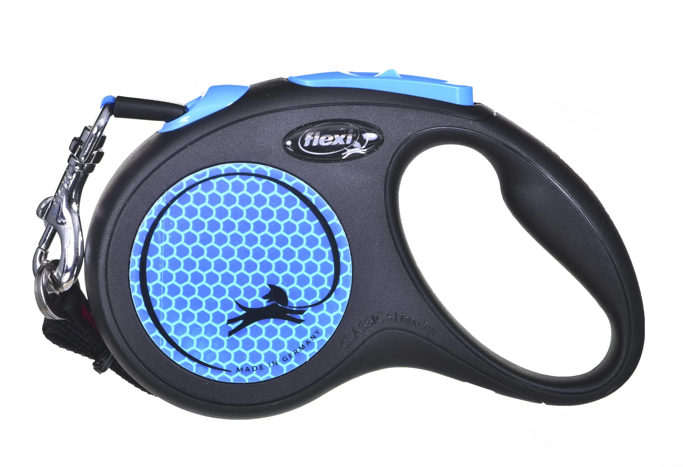 Flexi New Neon M pavadėlis šunims iki 25kg juostinis 5m mėlynos spalvos
