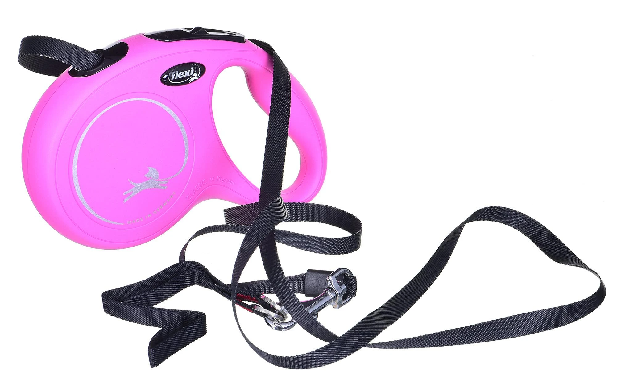 Flexi New Classic M pavadėlis šunims iki 25kg juostinis 5m rožinės spalvos