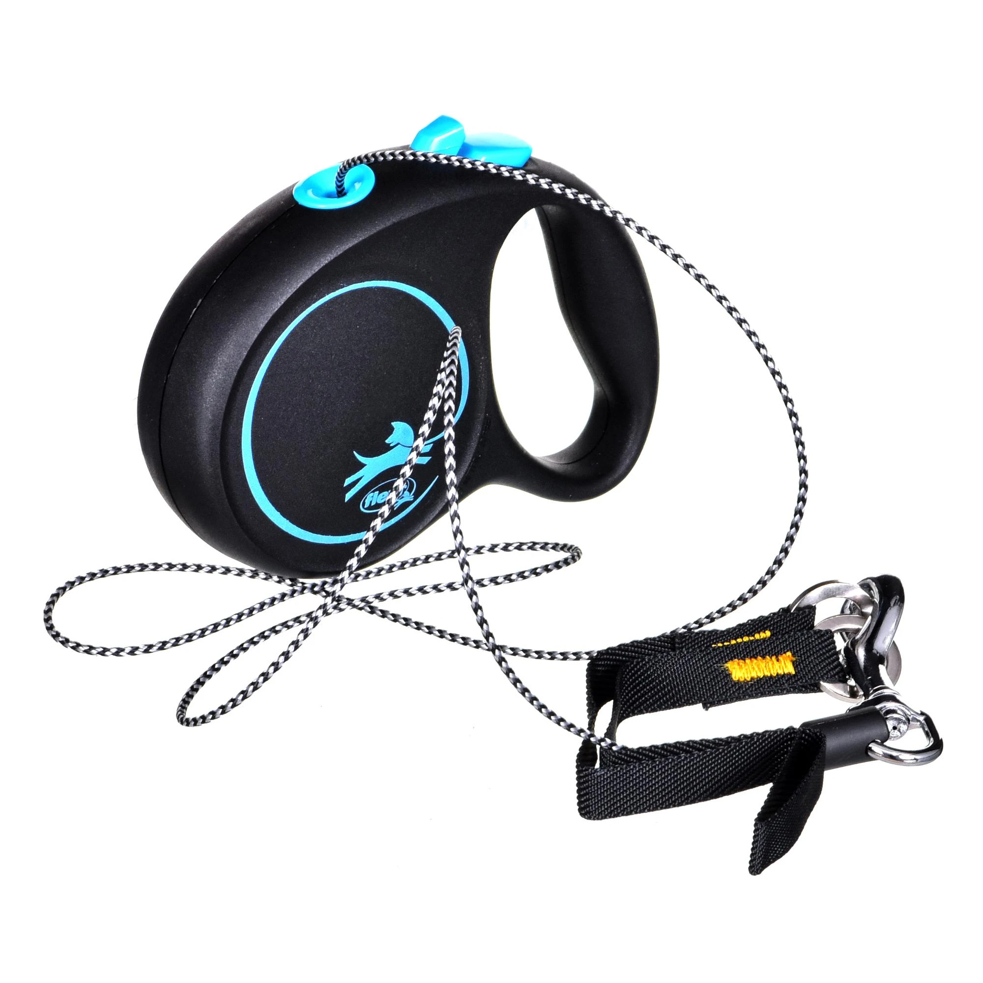 Trixie Flexi Juodas Design XS pavadėlis šunims iki 8kg virvinis 3m mėlynos spalvos