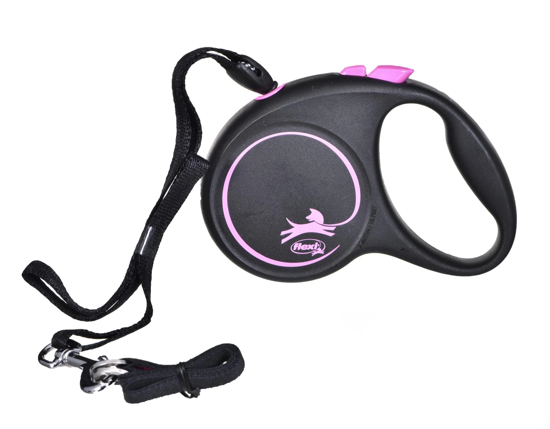 Flexi Black Design S pavadėlis šunims iki 12kg virvinis 5m rožinės spalvos