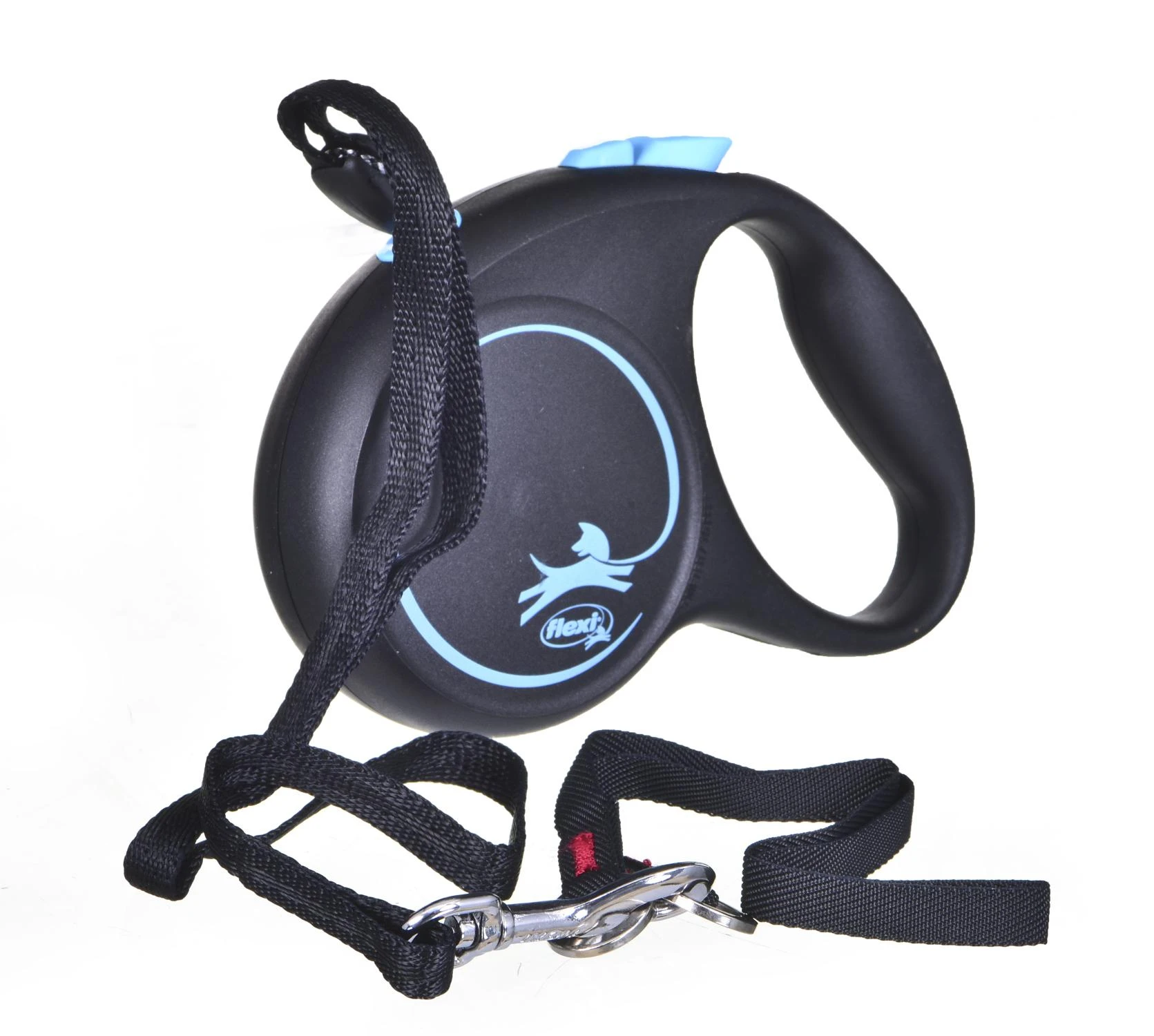 Flexi Black Design S pavadėlis šunims iki 12kg virvinis 5m mėlynos spalvos