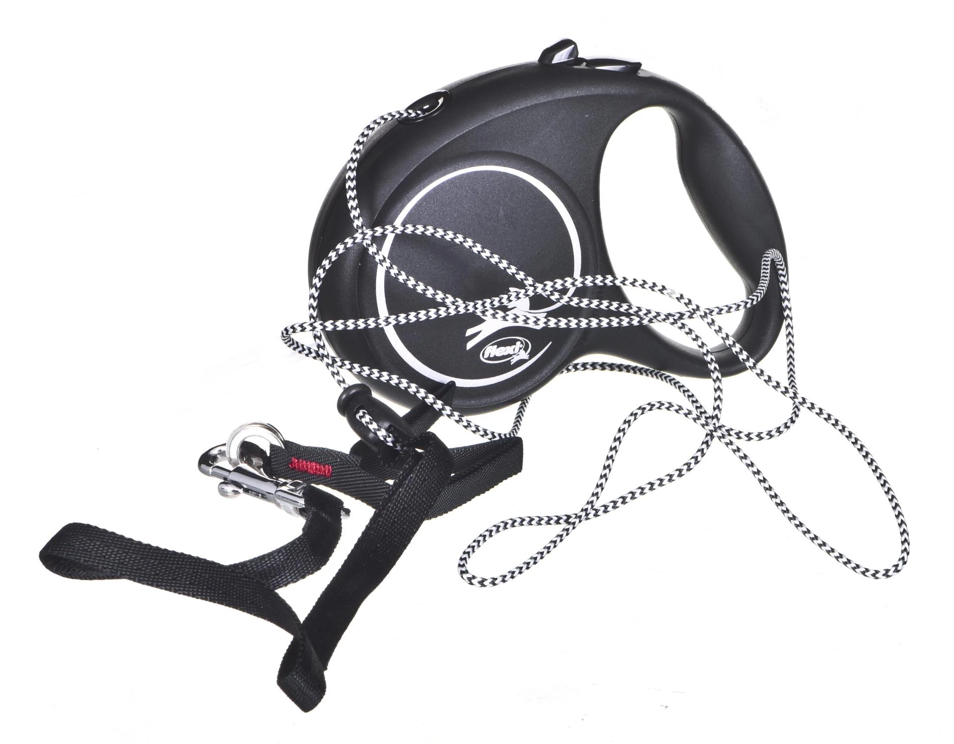 Flexi Black Design M pavadėlis šunims iki 20kg virvinis 5m juodos spalvos