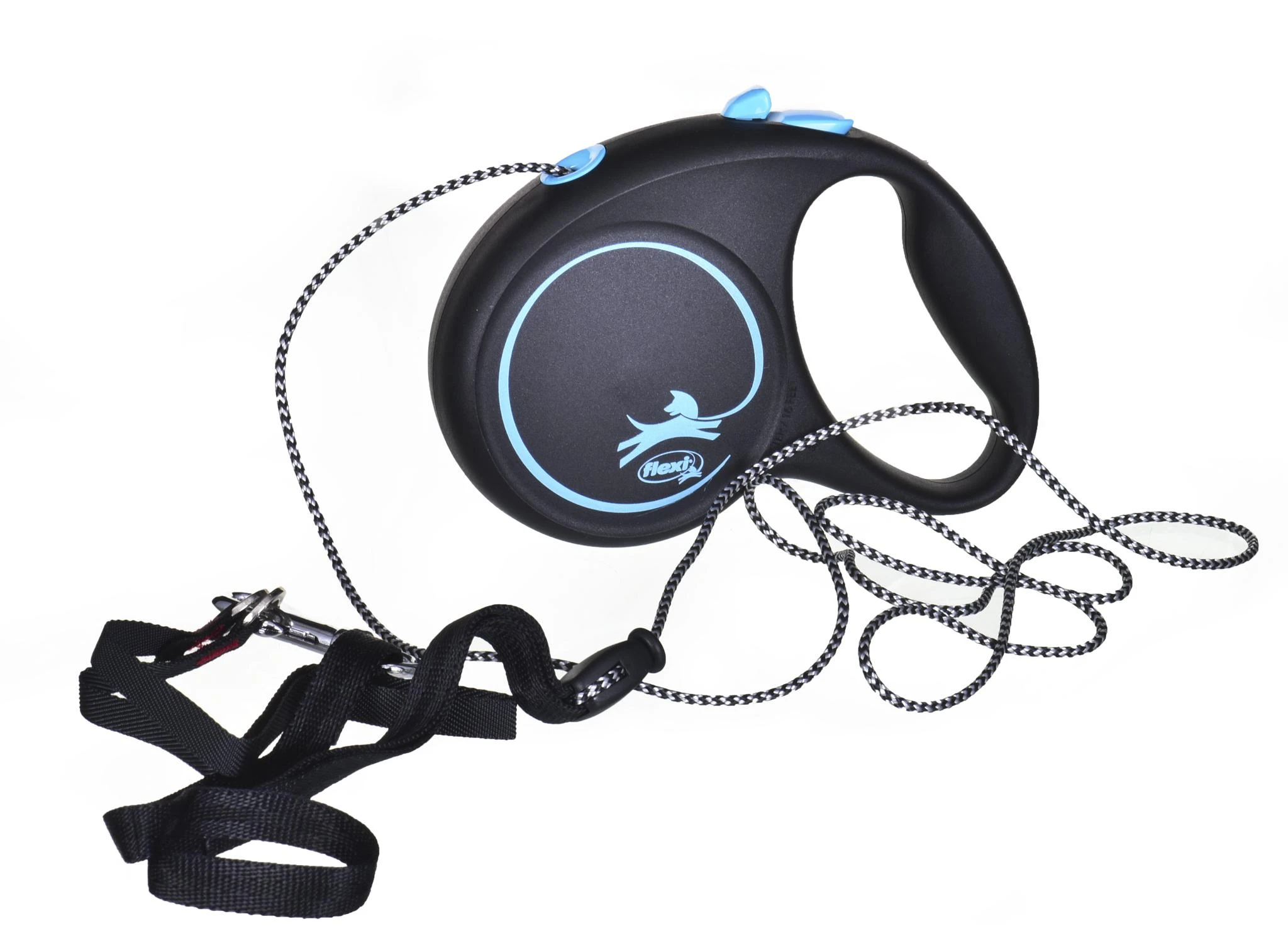 Trixie Flexi Juodas Design M pavadėlis šunims iki 20kg virvinis 5m mėlynos spalvos