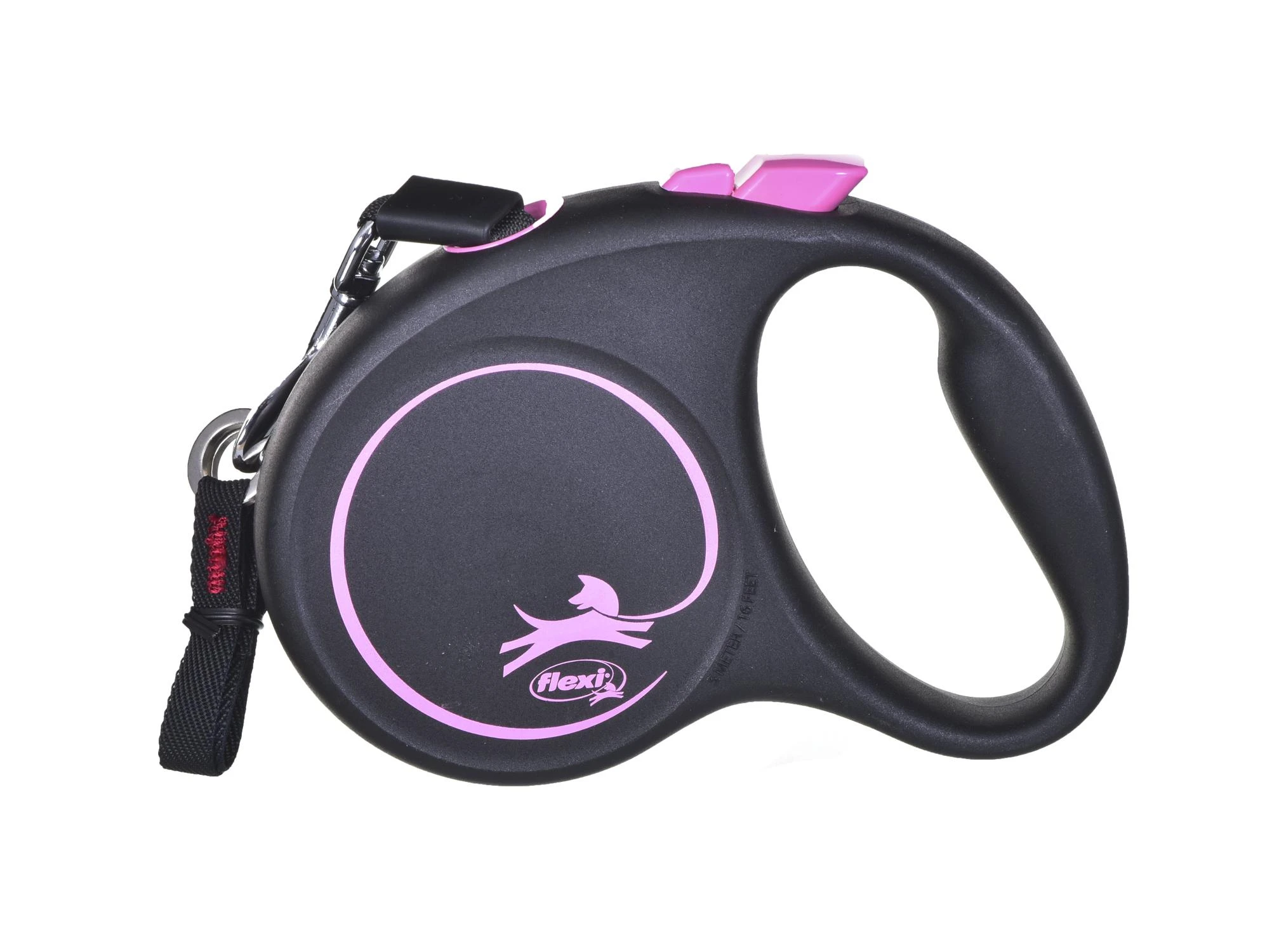 Flexi Black Design S pavadėlis šunims iki 15kg juostinis 5m rožinės spalvos