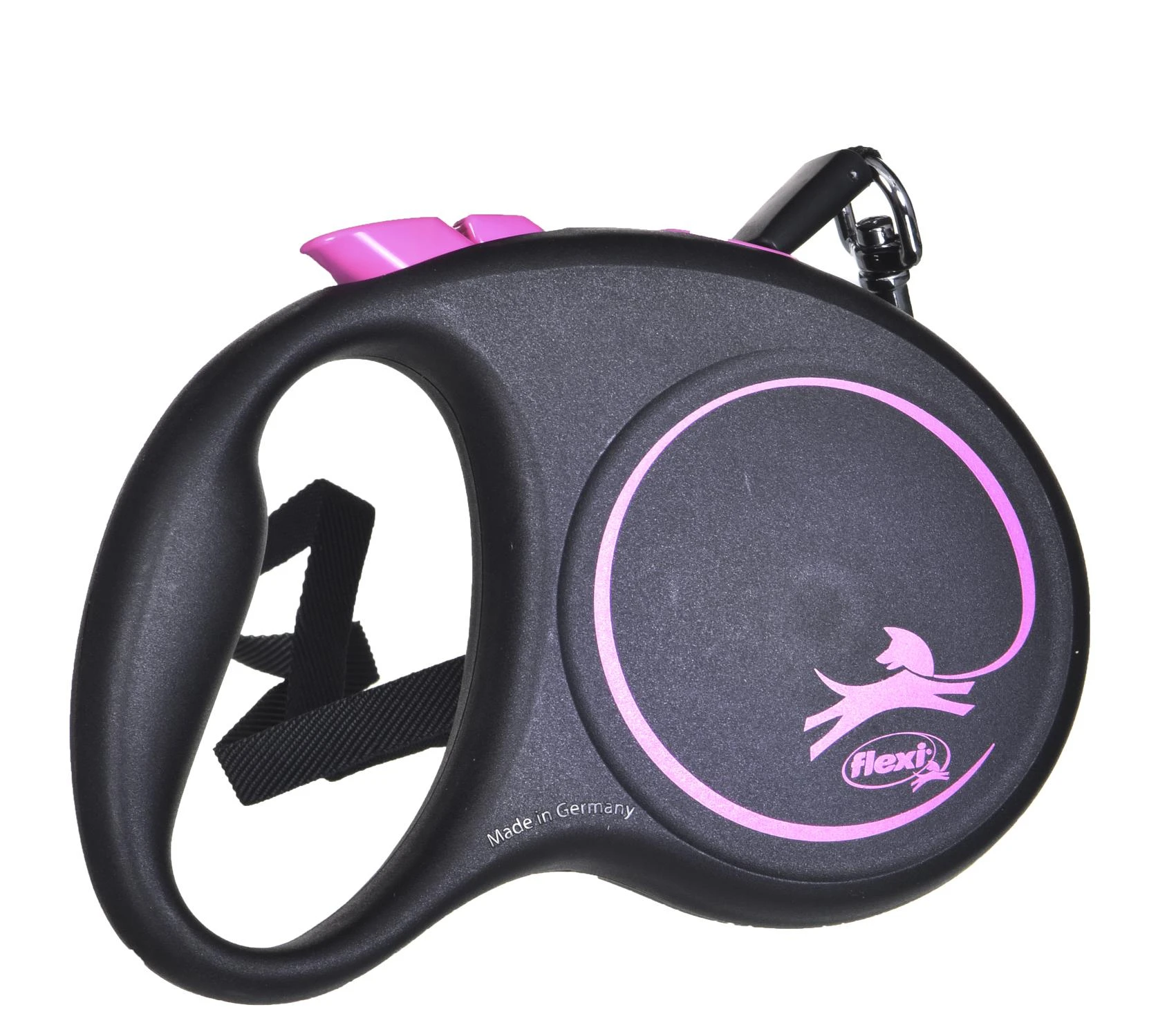 Flexi Black Design S pavadėlis šunims iki 15kg juostinis 5m rožinės spalvos
