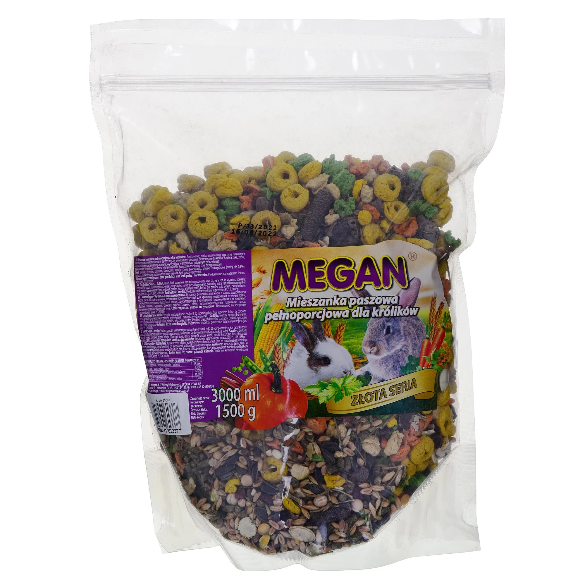 Megan Doypack pašaras triušiams - 3 l