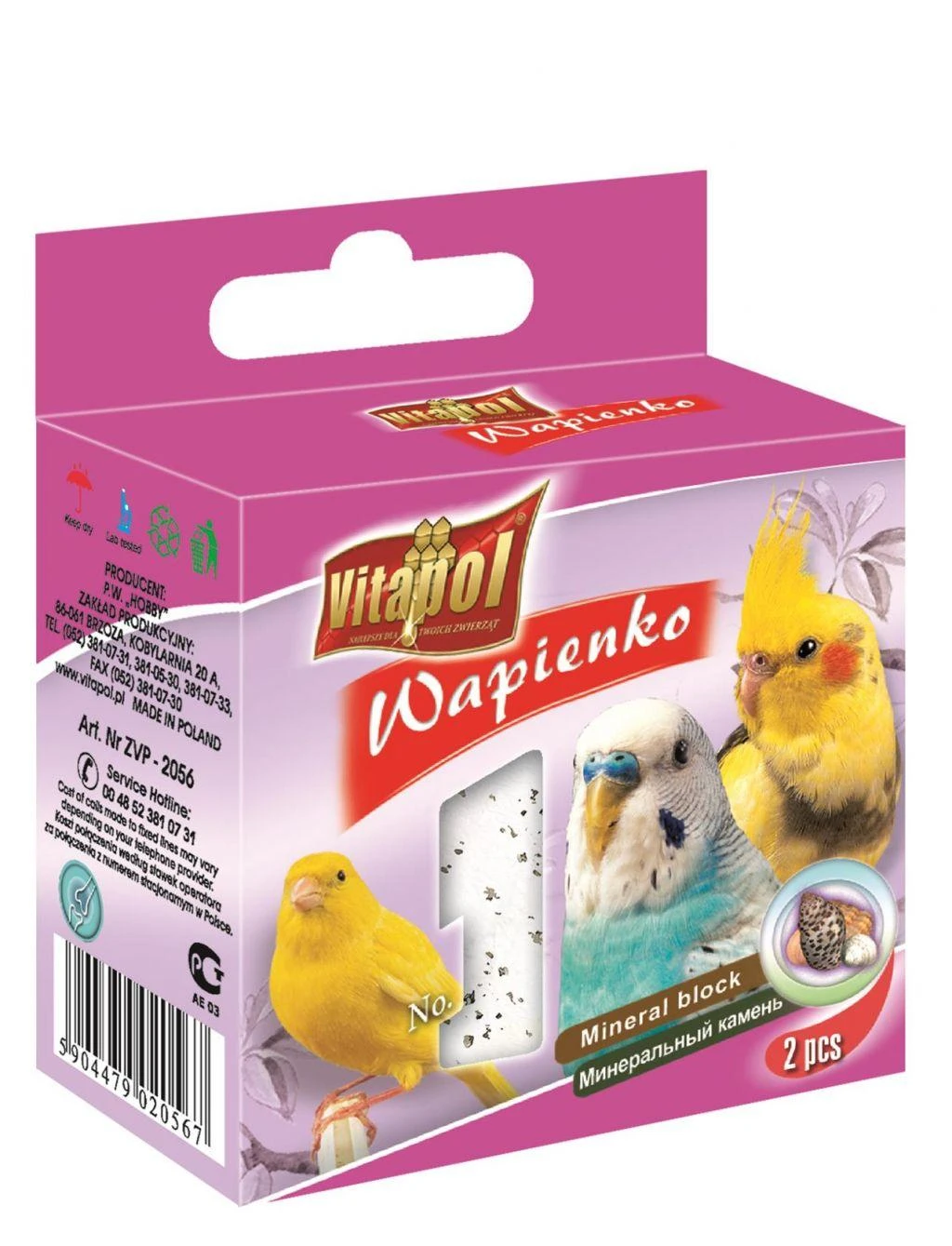 Vitapol mineralinis akmuo paukščiams, su kriauklelėmis (2 vnt) 35g