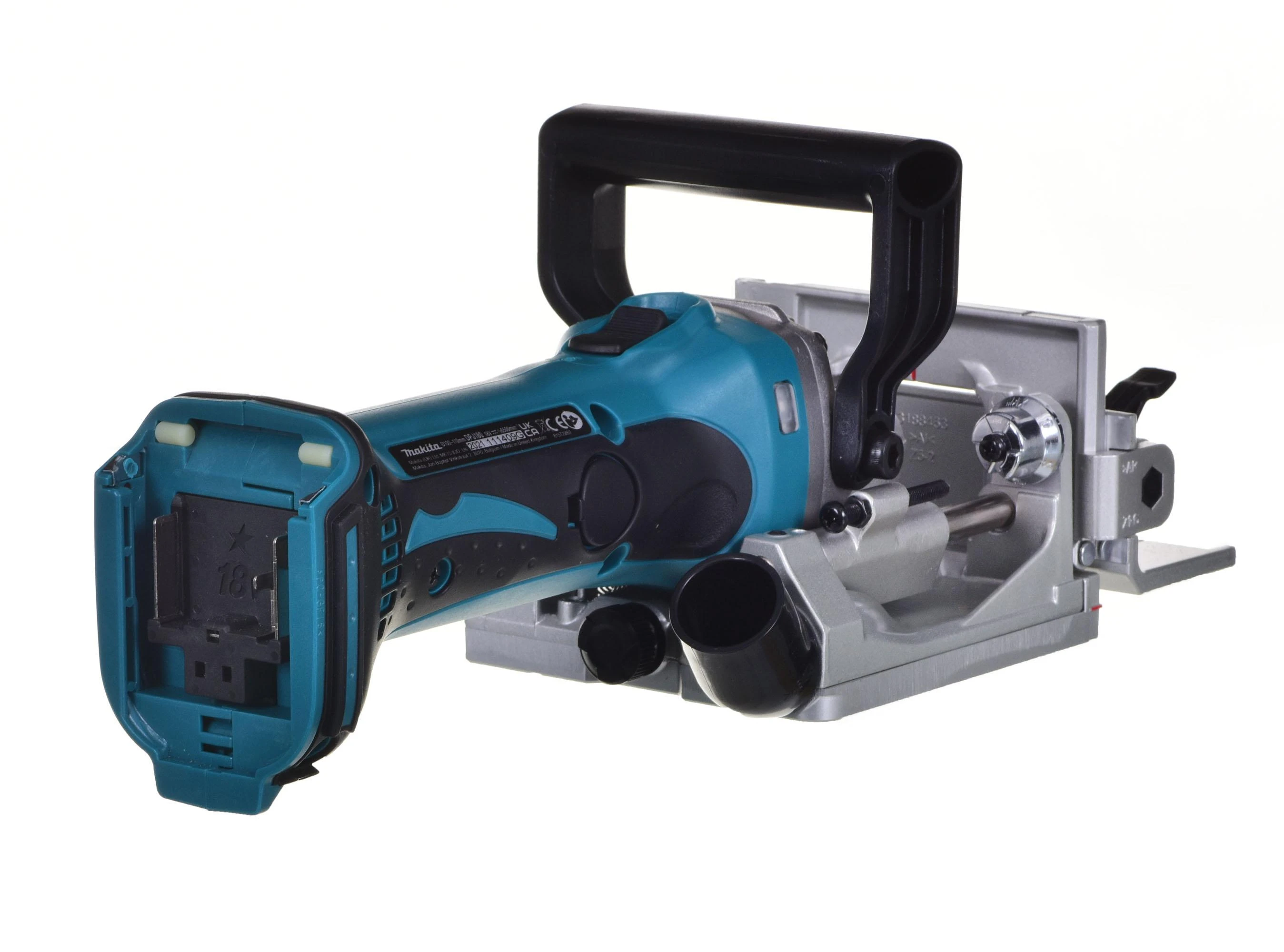 Akumuliatorinė sujungimų freza Makita DPJ180Z, 18 V Li-ion, Be akumuliatorių ir kroviklio