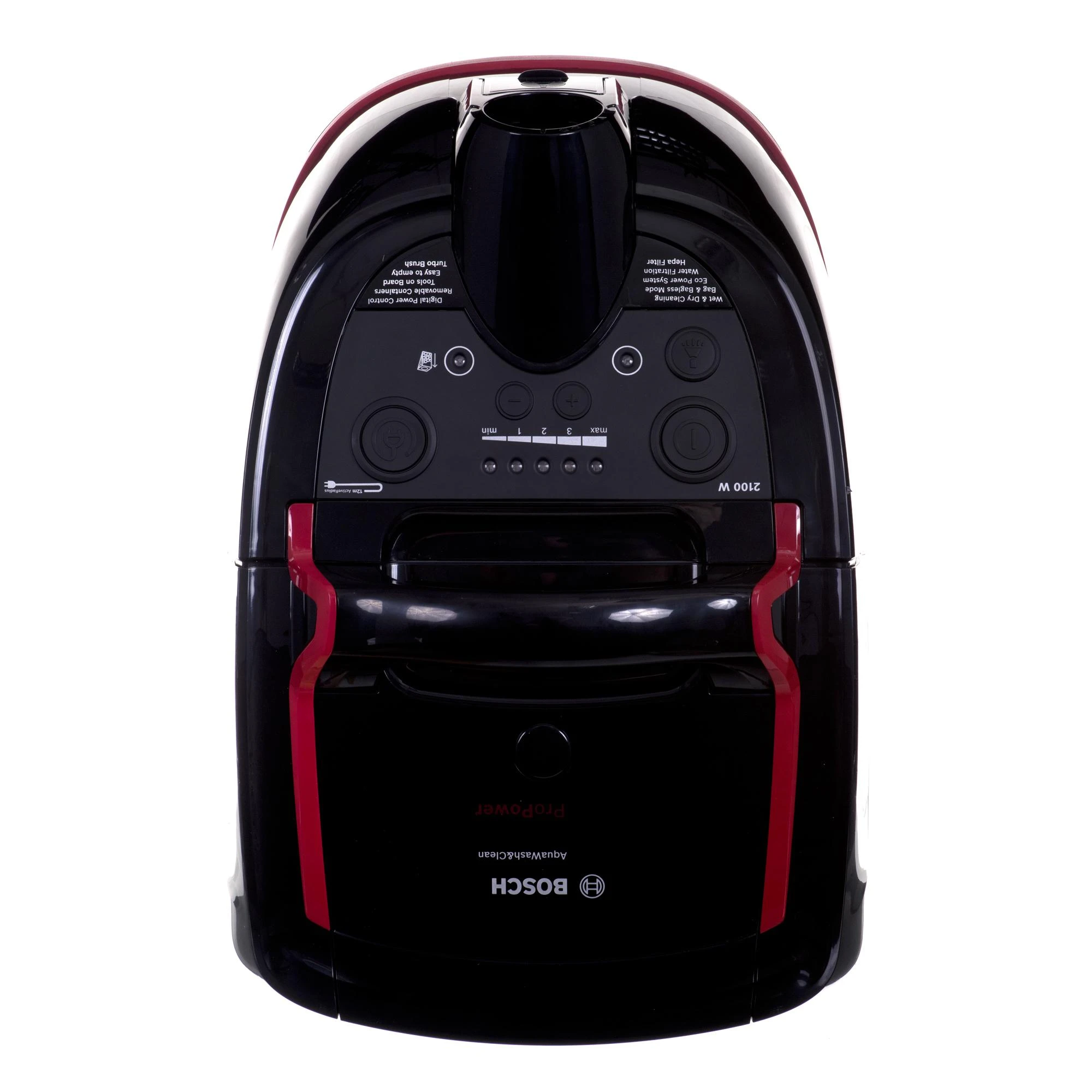 Sauso ir drėgno valymo dulkių siurblys Bosch AquaWash & Clean BWD421POW, 2100 W, Juodos ir raudonos spalvos