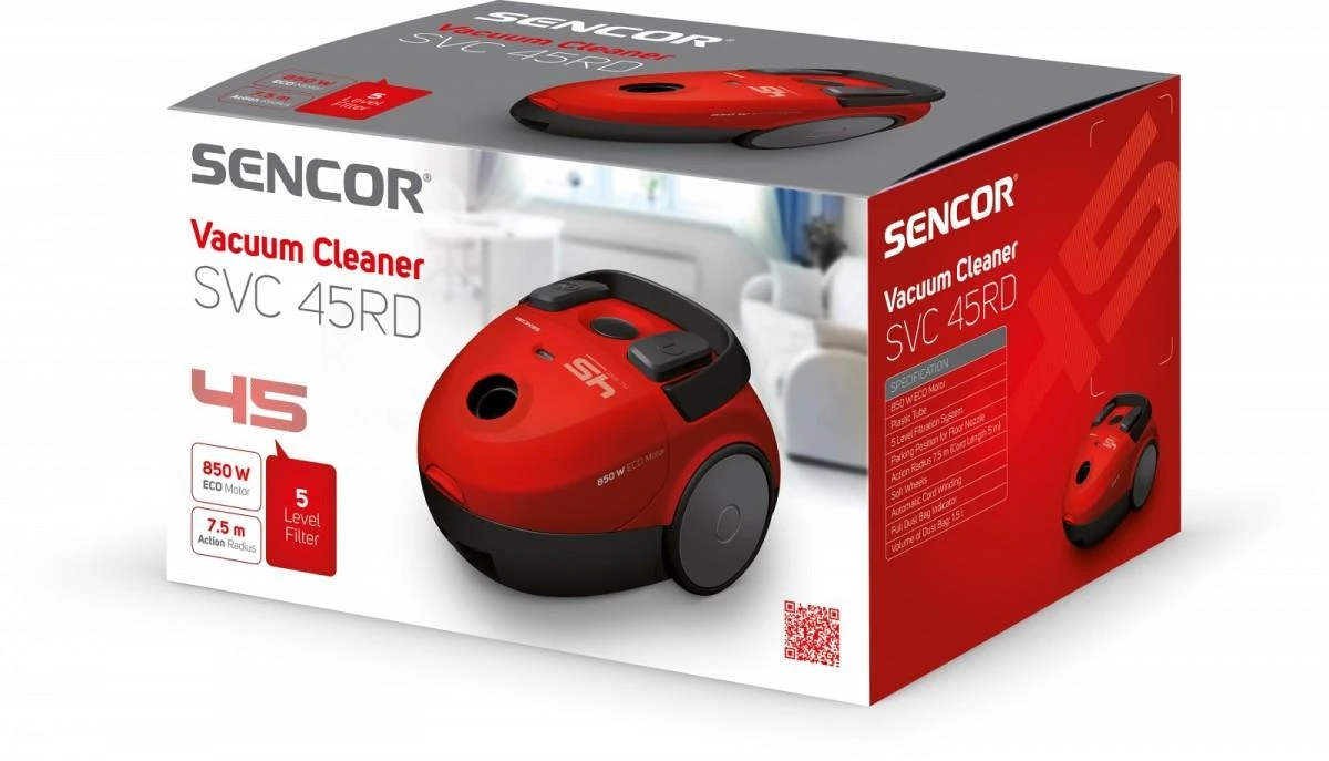 Sencor dulkių siurblys (1,5l dulkių talpykla) 850W, SVC45RD