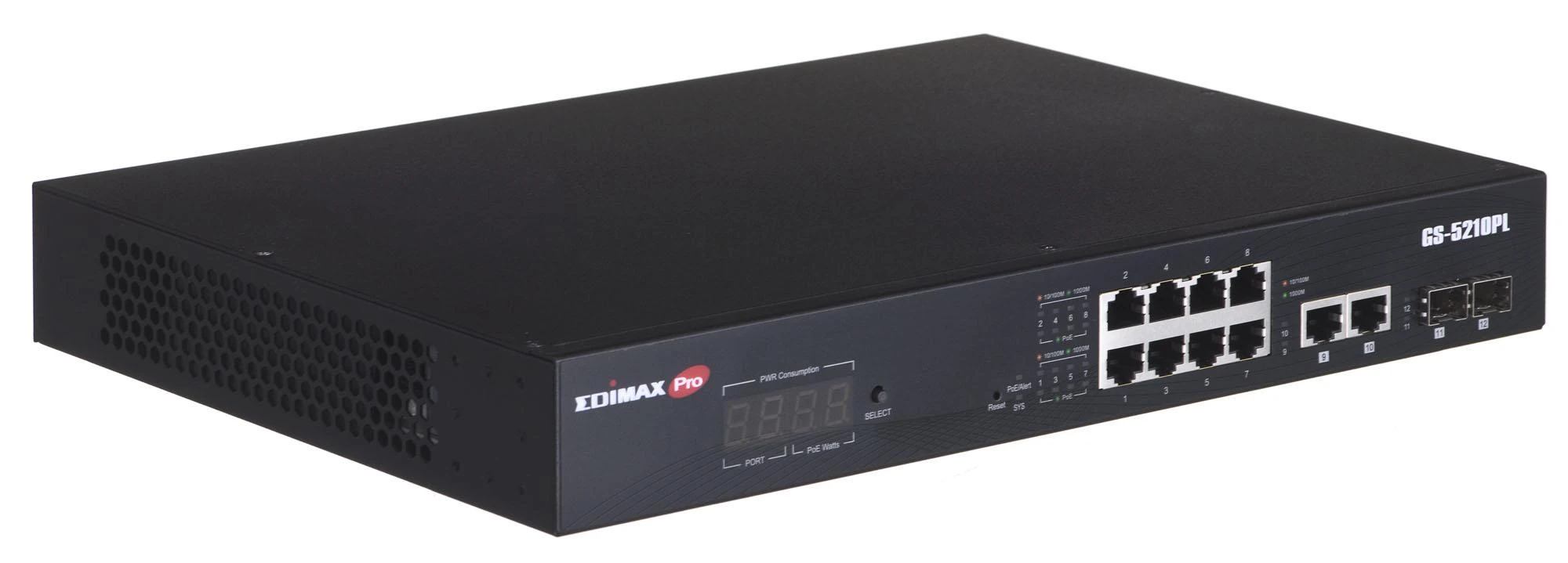 Šakotuvas Edimax Technology EDIMAX 12 Port Gigabit PoE Switch 2 RJ45/2 SFP Combo Jungtys