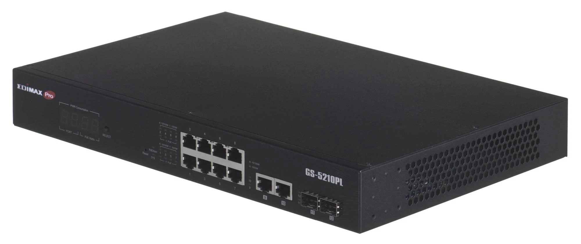 Šakotuvas Edimax Technology EDIMAX 12 Port Gigabit PoE Switch 2 RJ45/2 SFP Combo Jungtys