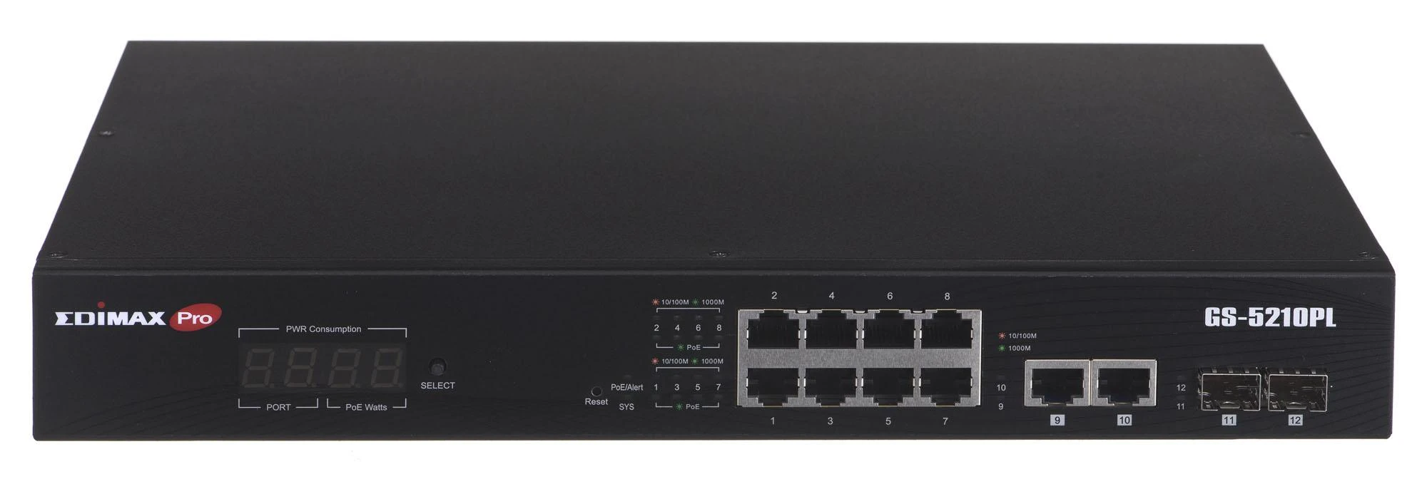Šakotuvas Edimax Technology EDIMAX 12 Port Gigabit PoE Switch 2 RJ45/2 SFP Combo Jungtys