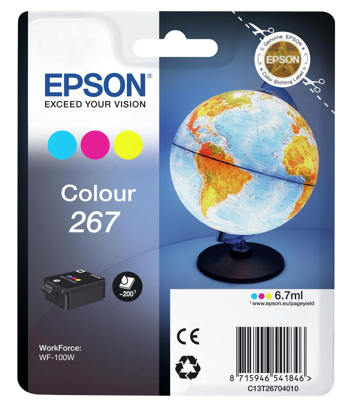 Epson 267 trispalvė rašalo kasetė | Rašalas | Žydra, purpurinė, geltona