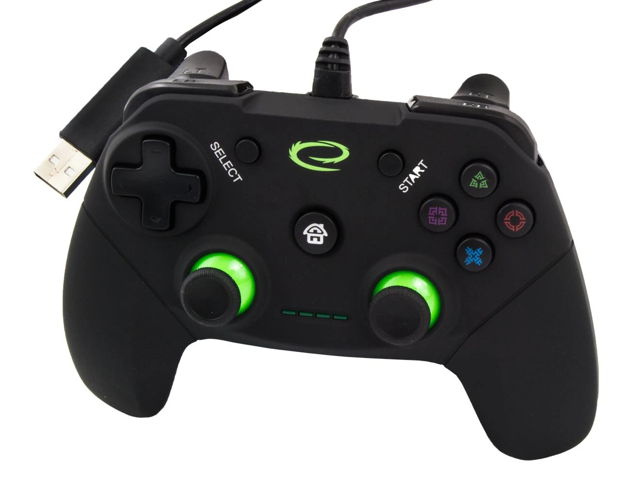 Gamepad Esperanza Vanquisher EGG110K (PC, PS3, juodos spalvos, žalias color)