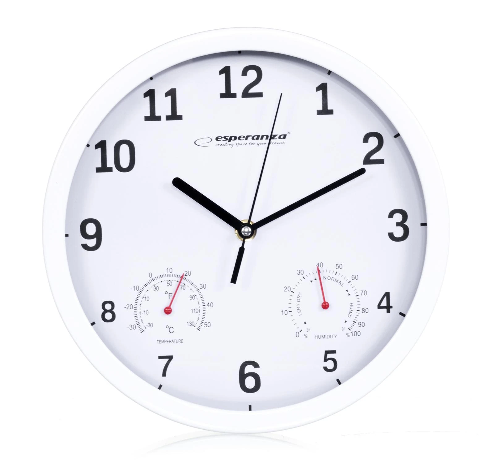 Clock wall Esperanza LYON EHC016W (sidabrinis color, baltos spalvos)