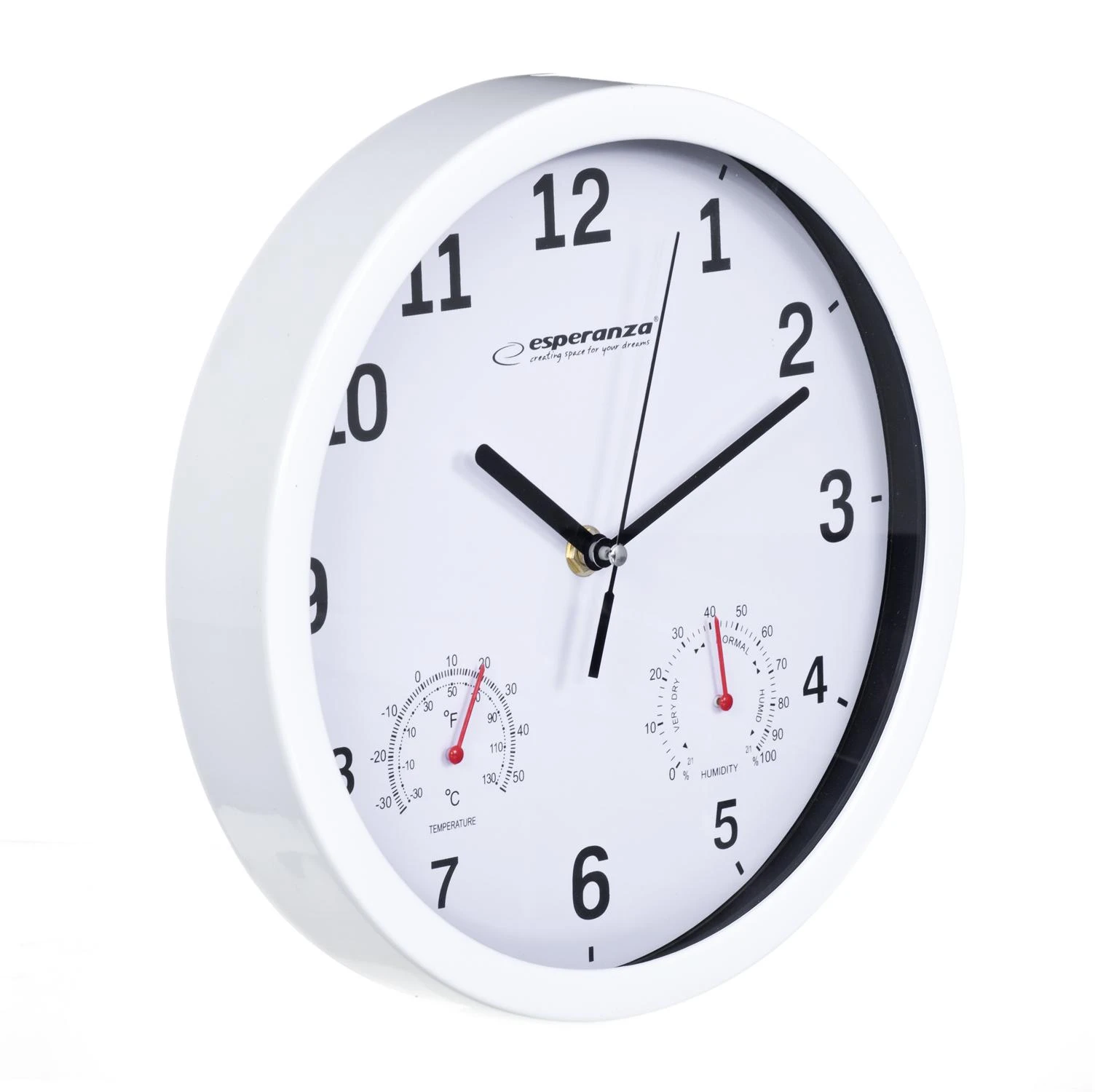 Clock wall Esperanza LYON EHC016W (sidabrinis color, baltos spalvos)