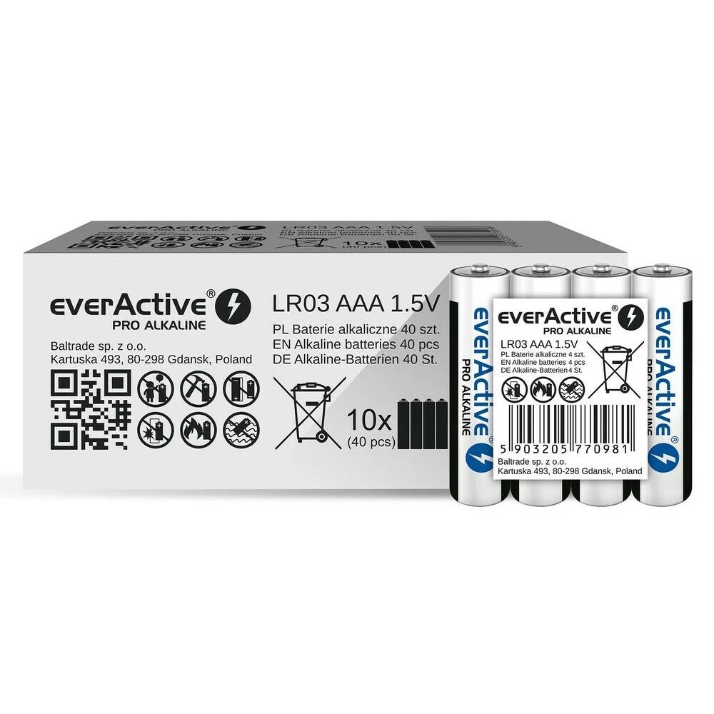 EverActive AAA baterijos su 40 vienetu 10x4 pakuote