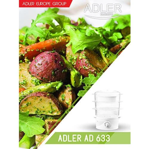 Garų puodas Adler | Baltas | 800 W W | Krepšelių skaičius 3