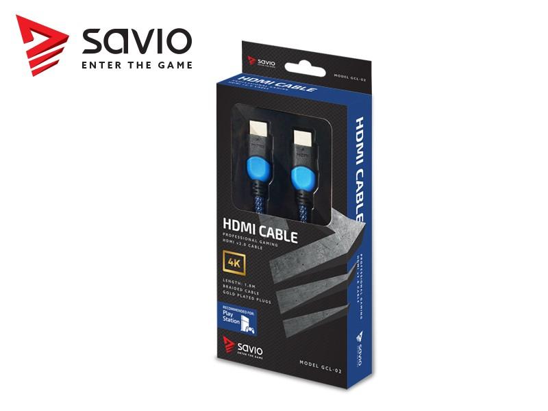 Savio GCL-02 HDMI cable 1.8 m HDMI Type A (Standard) Juodas,Mėlyna