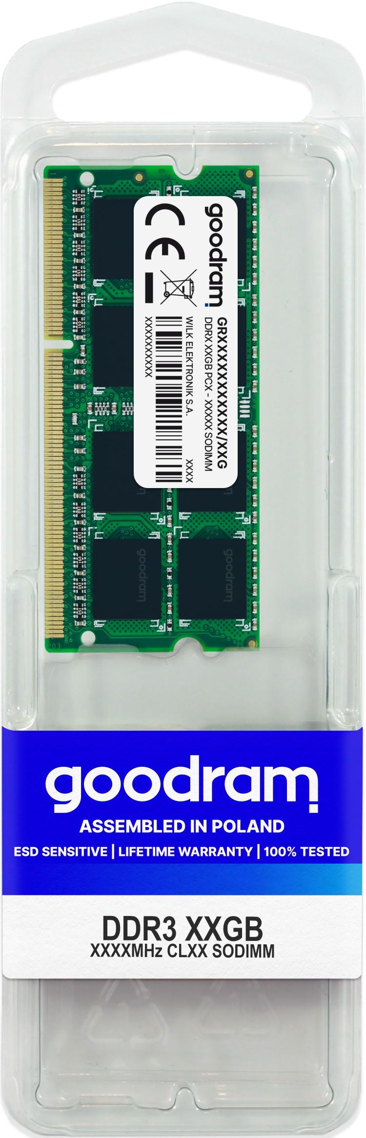 Nešiojamo kompiuterio atmintis Goodram 8GB DDR3 SO-DIMM atminties modulis 1333 MHz