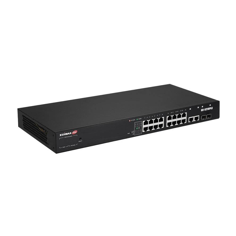 Šakotuvas Edimax Technology EDIMAX 18 Port Gigabit PoE Switch 2 RJ45/2 SFP Combo Jungtys