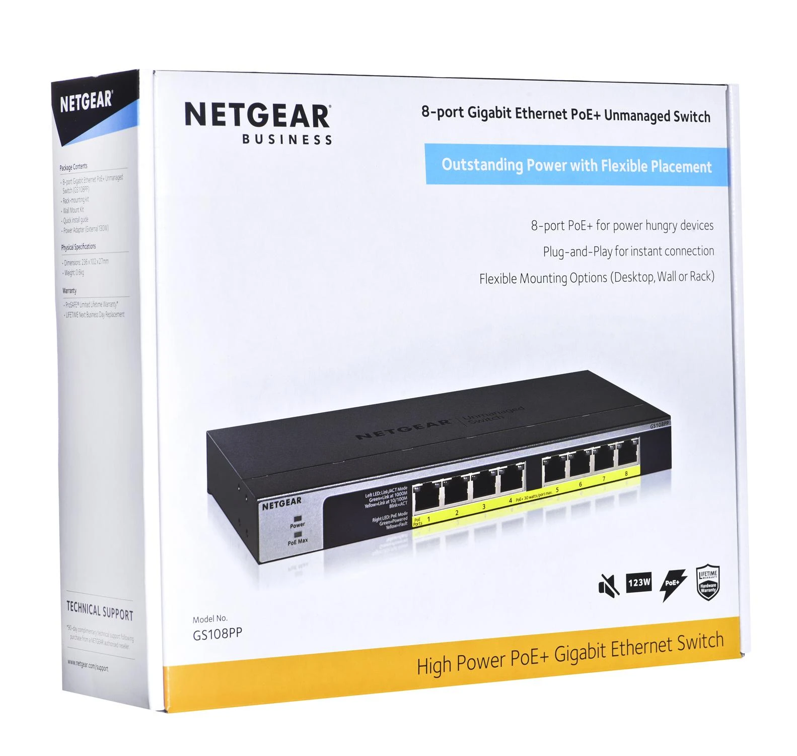 NETGEAR jungiklis nevaldomas 8 prievadų Gigabit POE / POE +