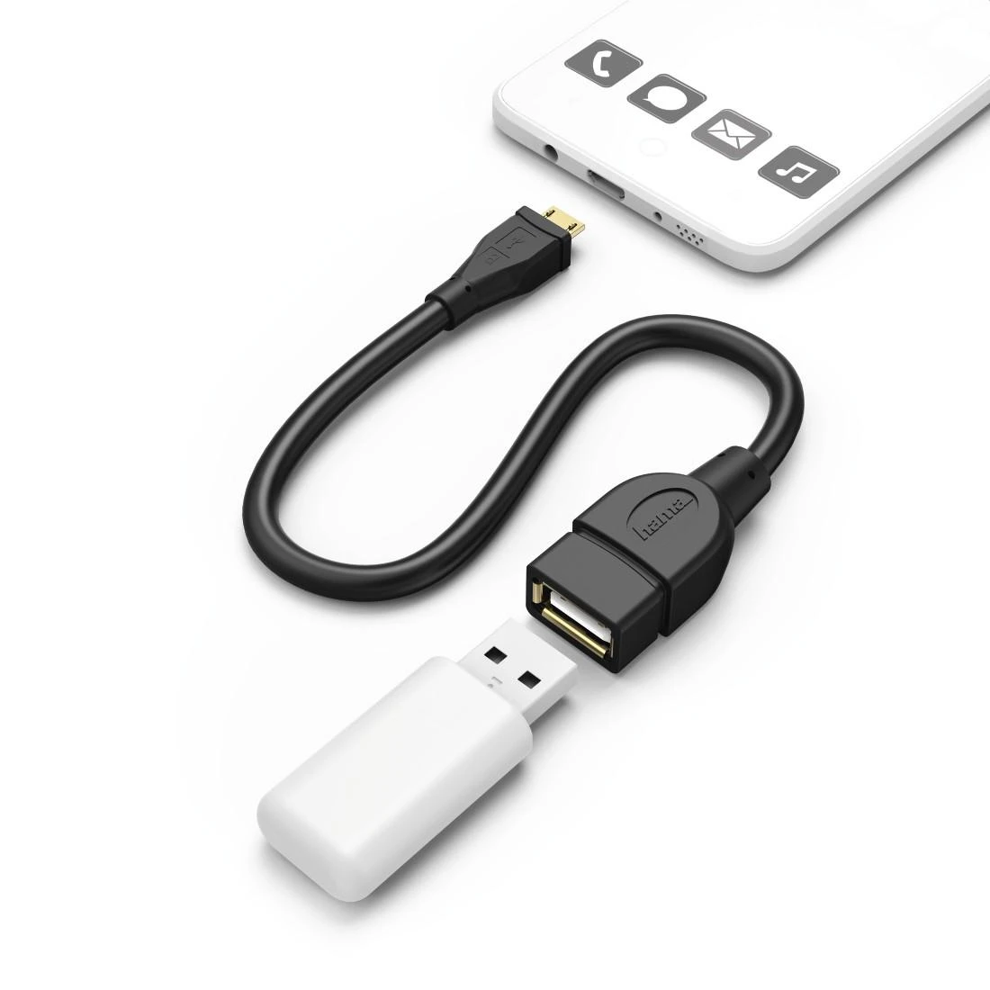HAMA USB OTG CABLE GN A / B MICRO WT 15 CM Juodas