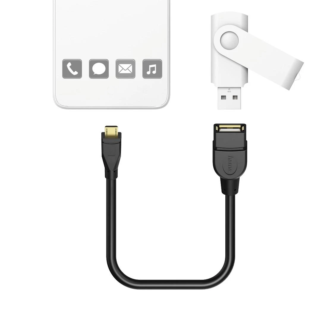 HAMA USB OTG CABLE GN A / B MICRO WT 15 CM Juodas