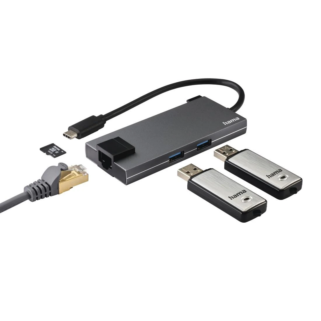 Hama USB-C stotis su prijungtais priedais