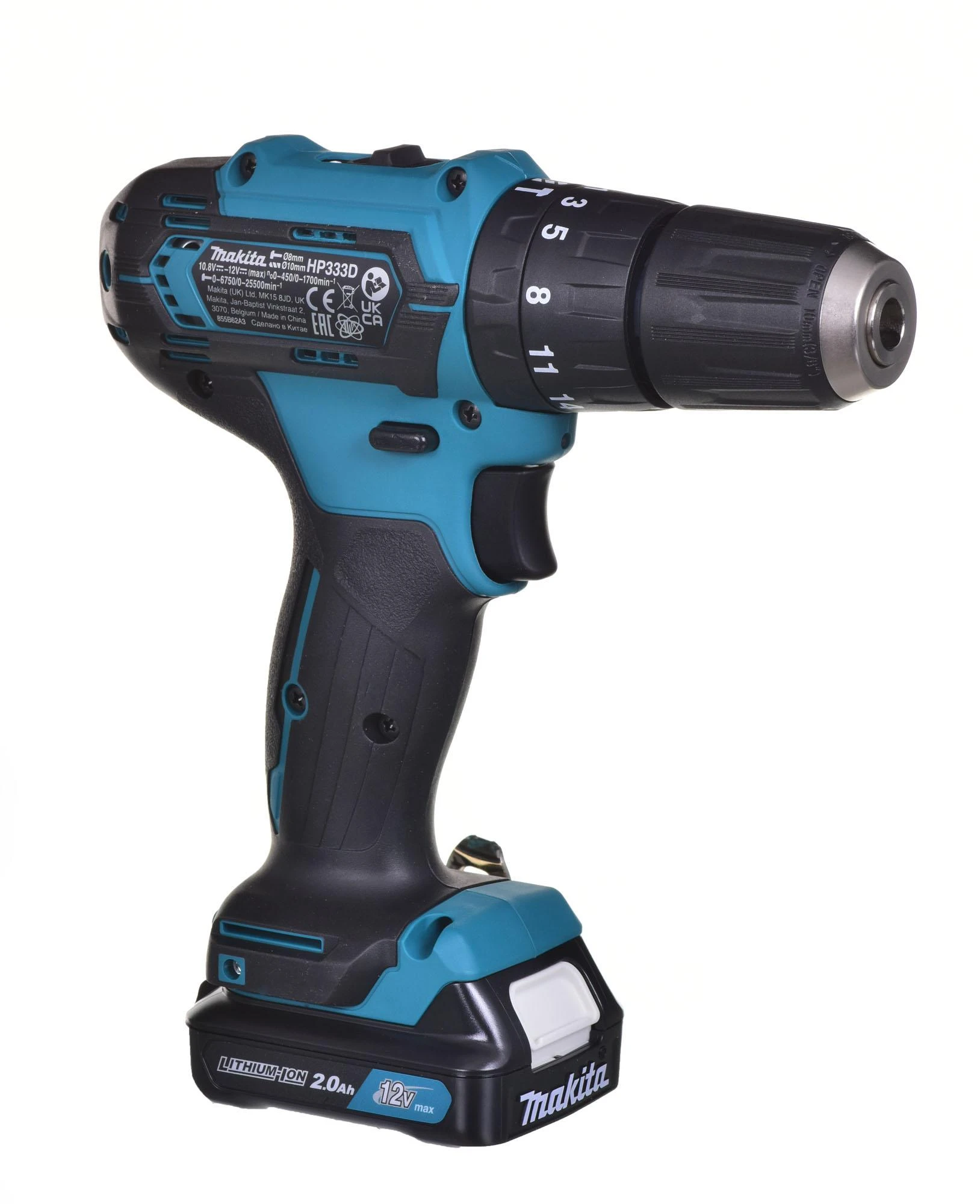 Makita akumuliatorinis suktuvas gręžtuvas HP333DSAE, 12V, 2x2.0Ah
