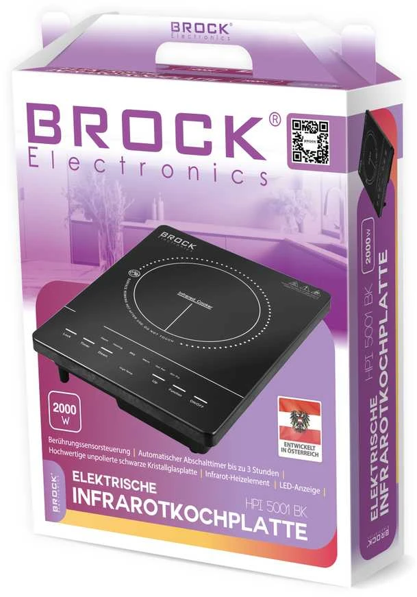 HPI 5001 BK Elektrinė infraraudonųjų spindulių viryklė BROCK HPI 5001 BK 2000W