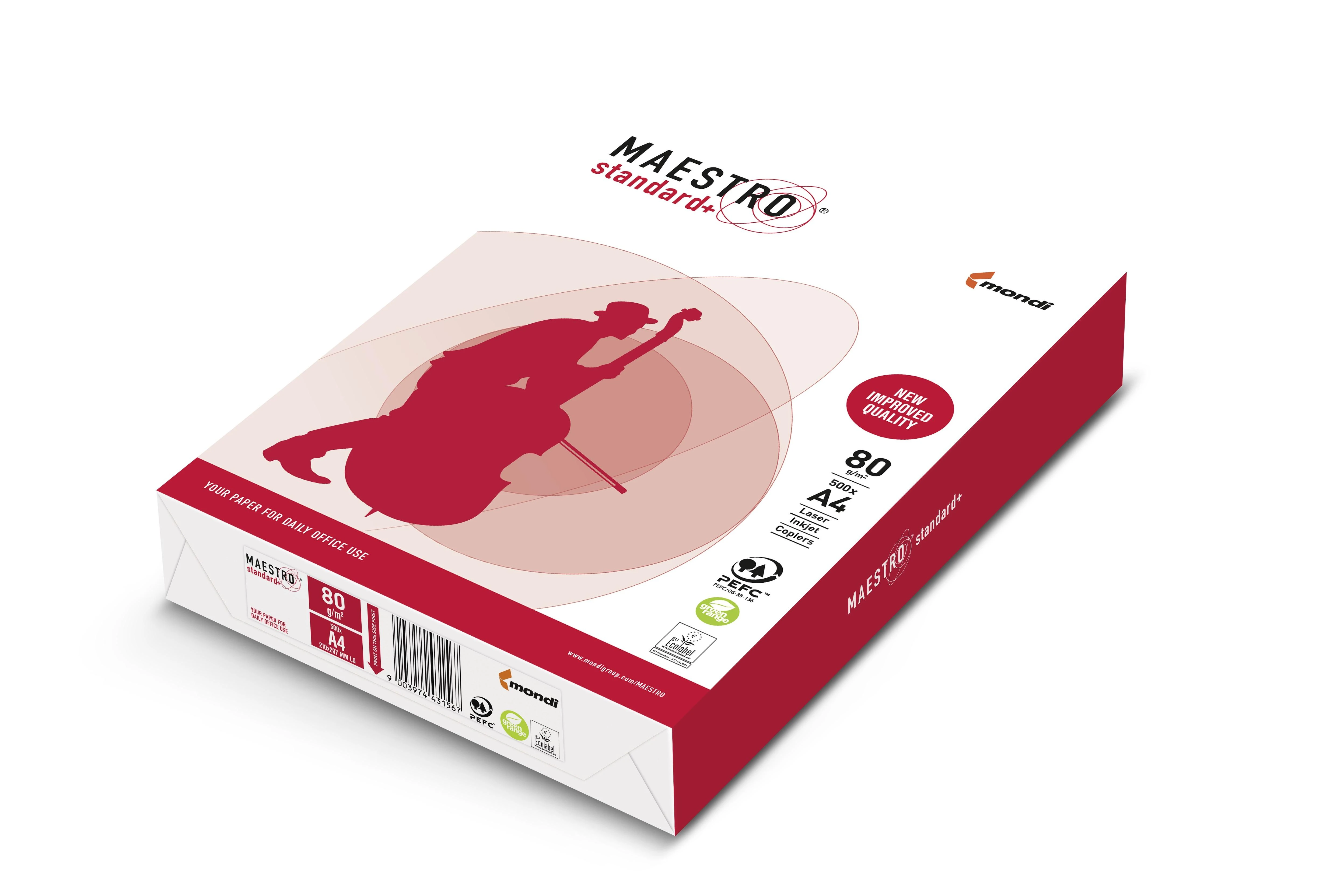 Igepa popieriaus kopijavimo aparatas biurui Maestro Standard Plus B klasė 94918A80 (A4; 80g/m2; 500 lapų; baltas, matinis popierius)